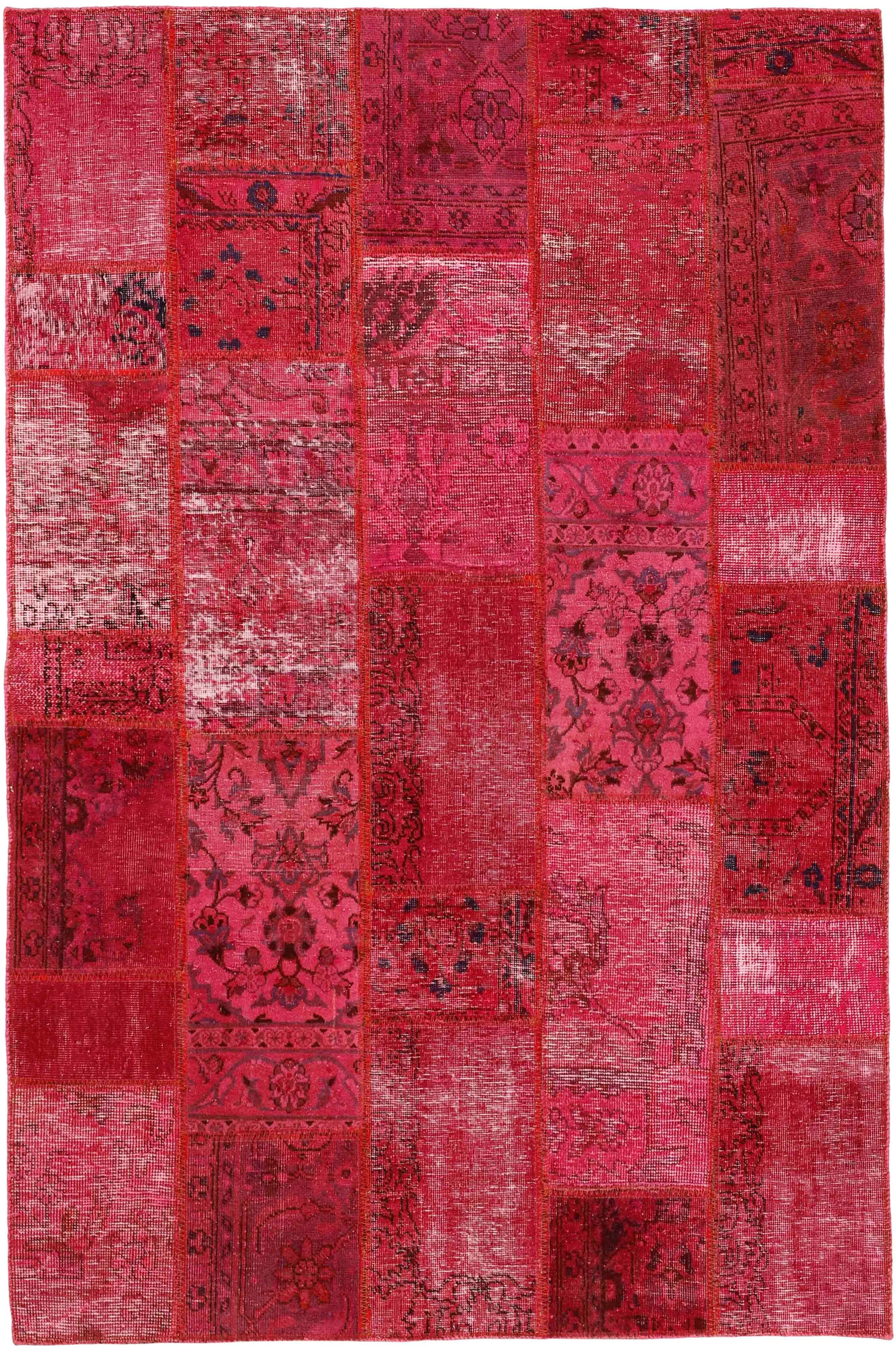 Authentic pink patchwork persian rug