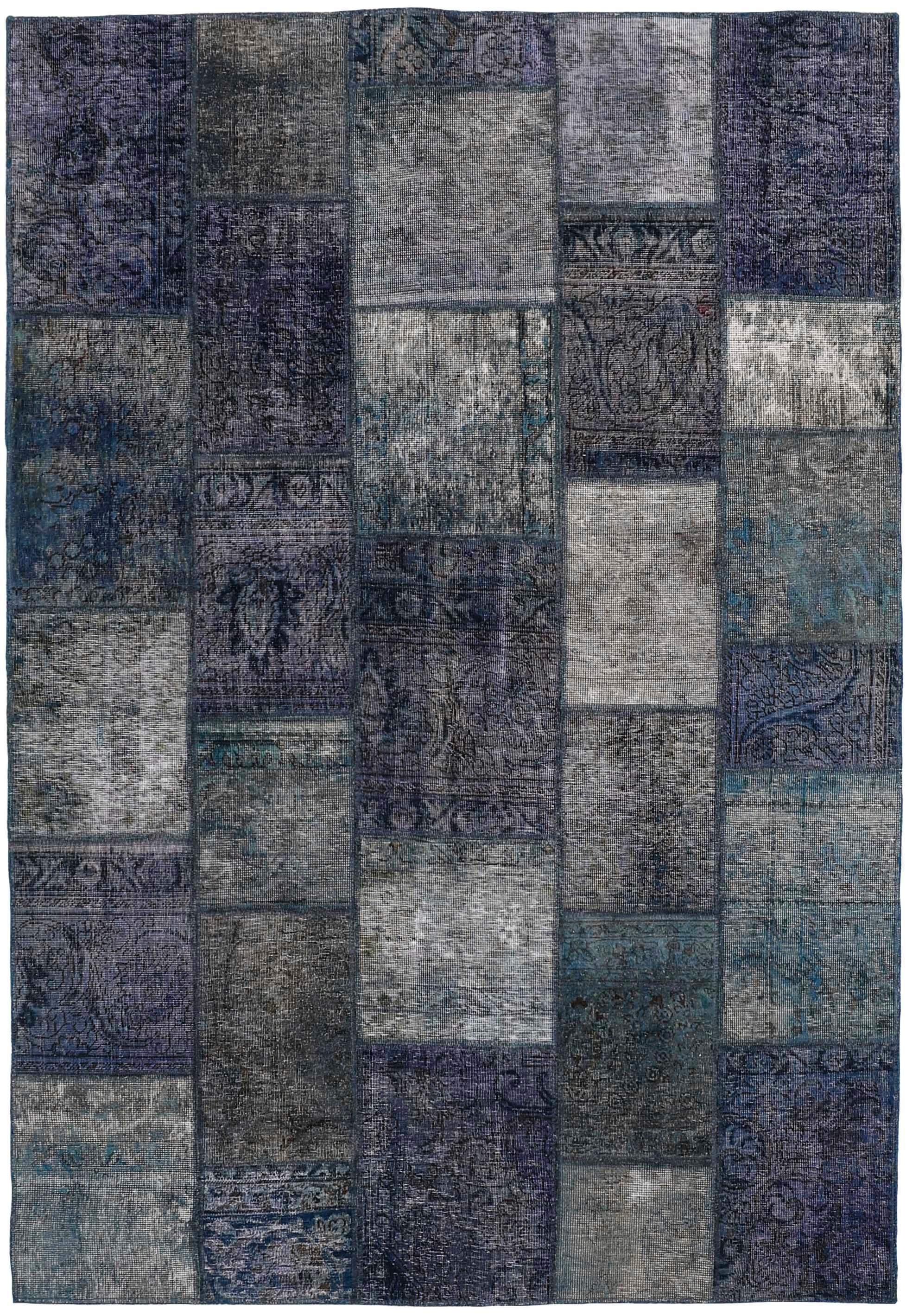 Authentic blue patchwork persian rug