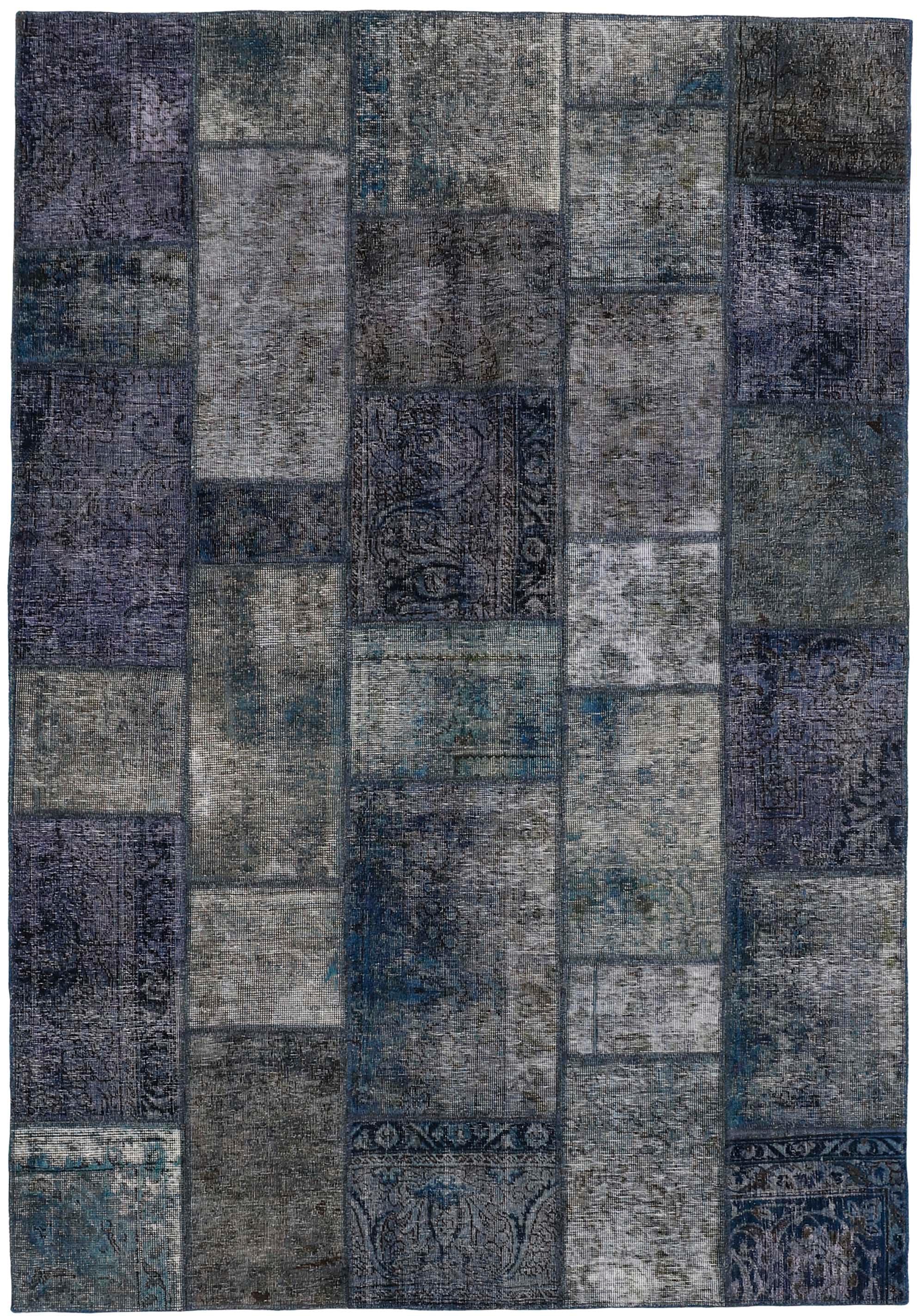 Authentic blue patchwork persian rug