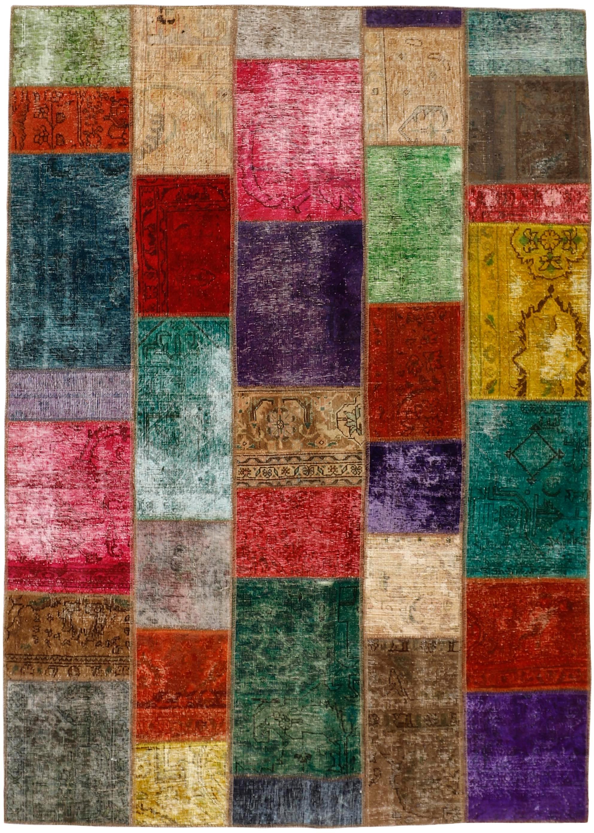 Authentic multicolour patchwork persian rug