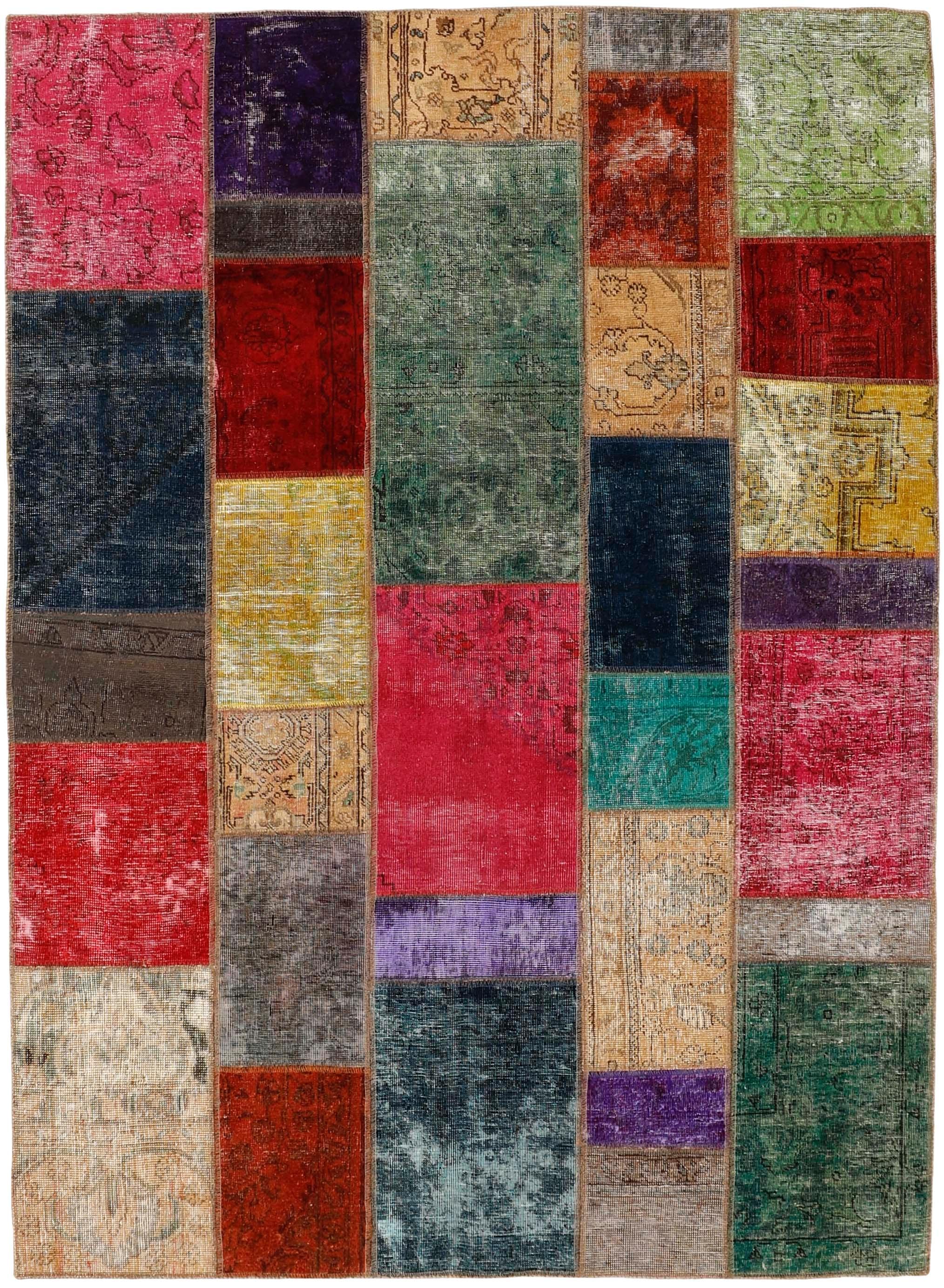 Authentic multicolour patchwork persian rug