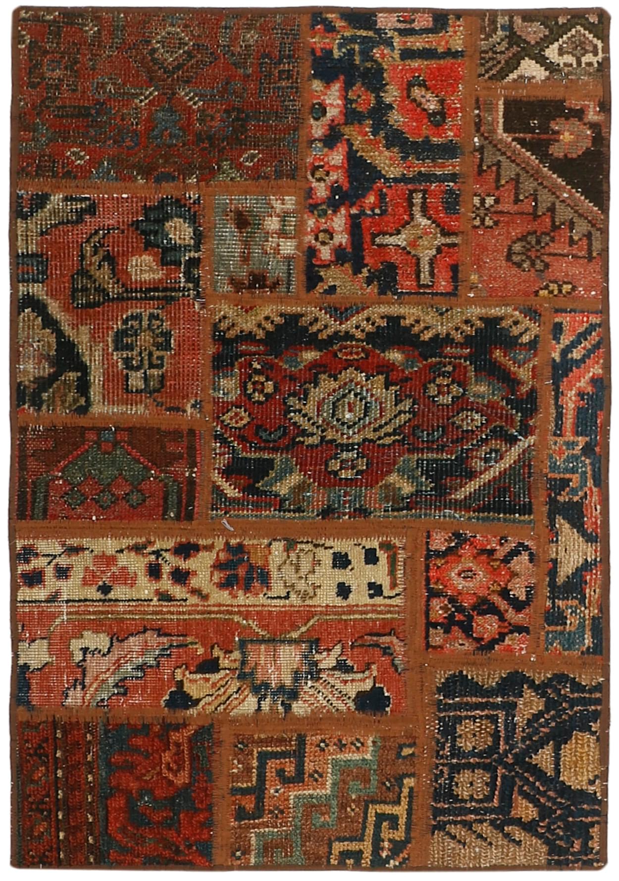 Authentic multicolour patchwork persian rug