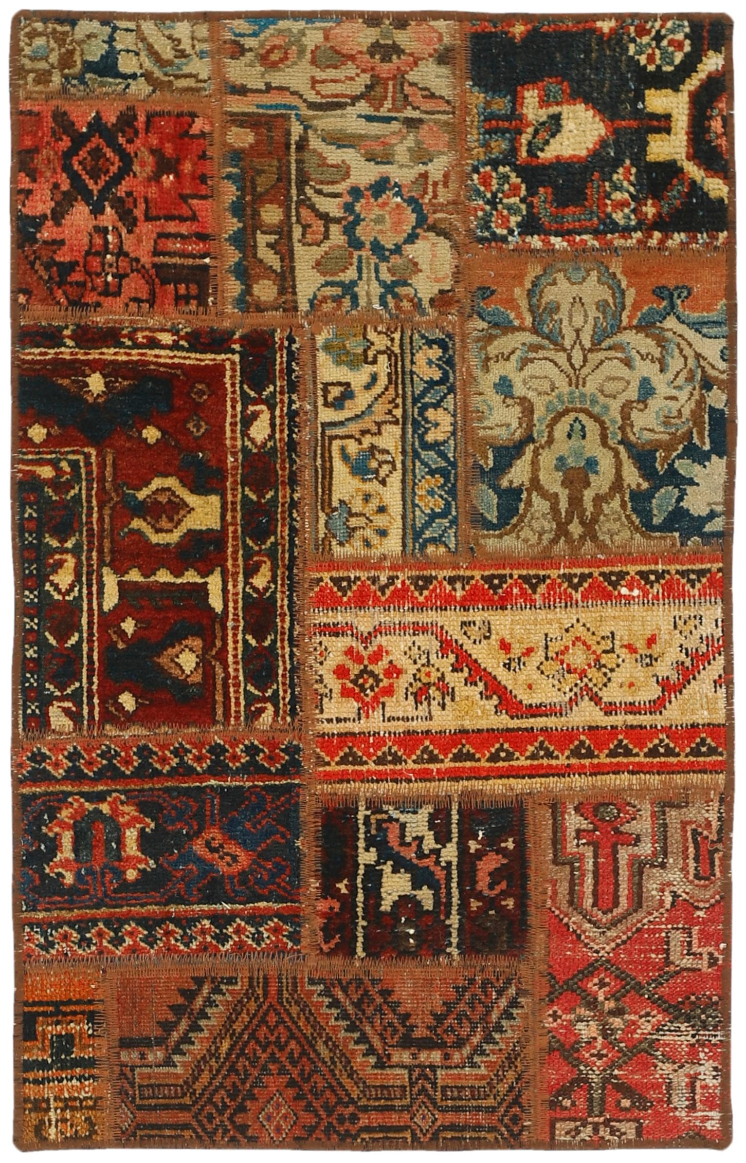 Authentic multicolour patchwork persian rug