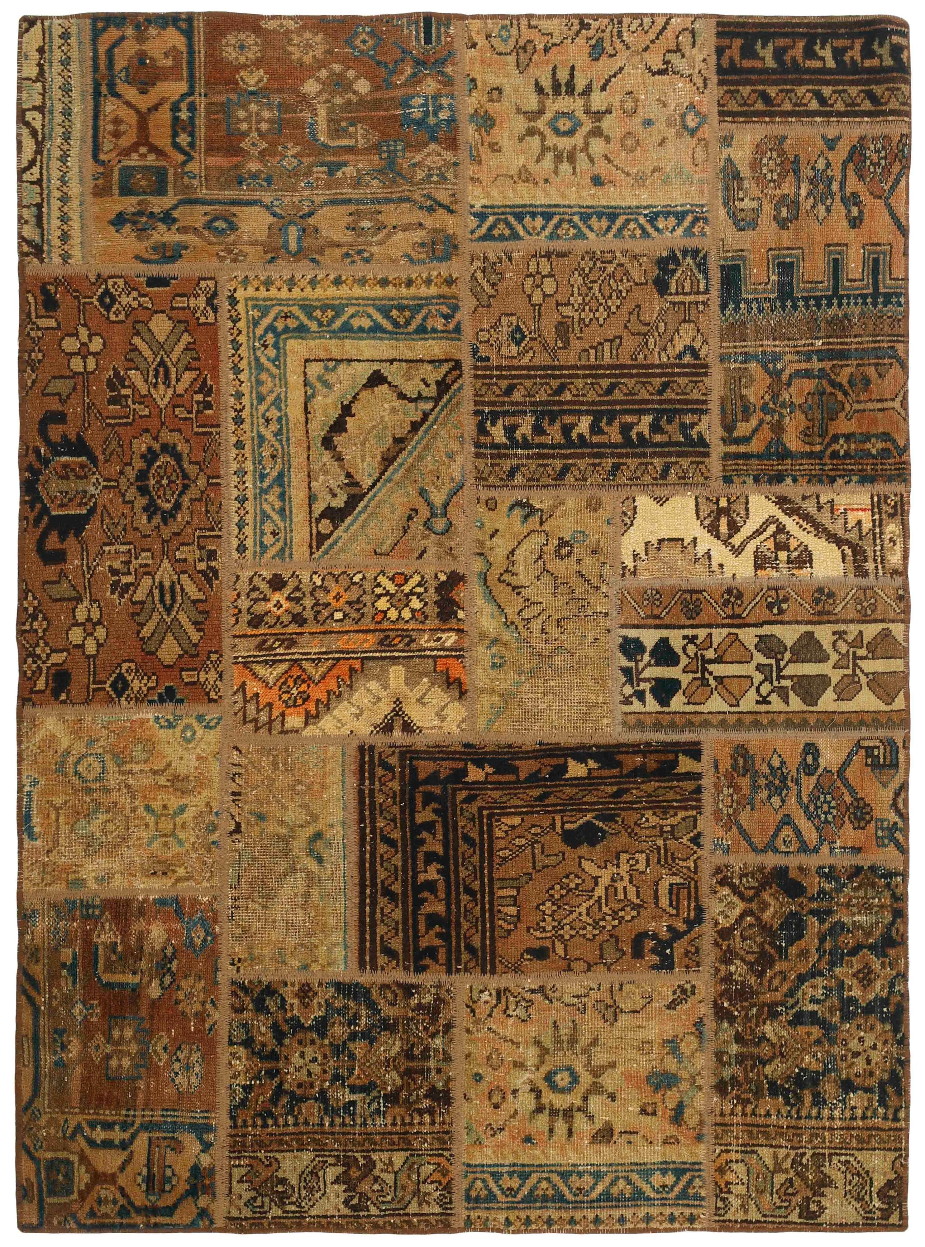 Authentic beige patchwork persian circular rug