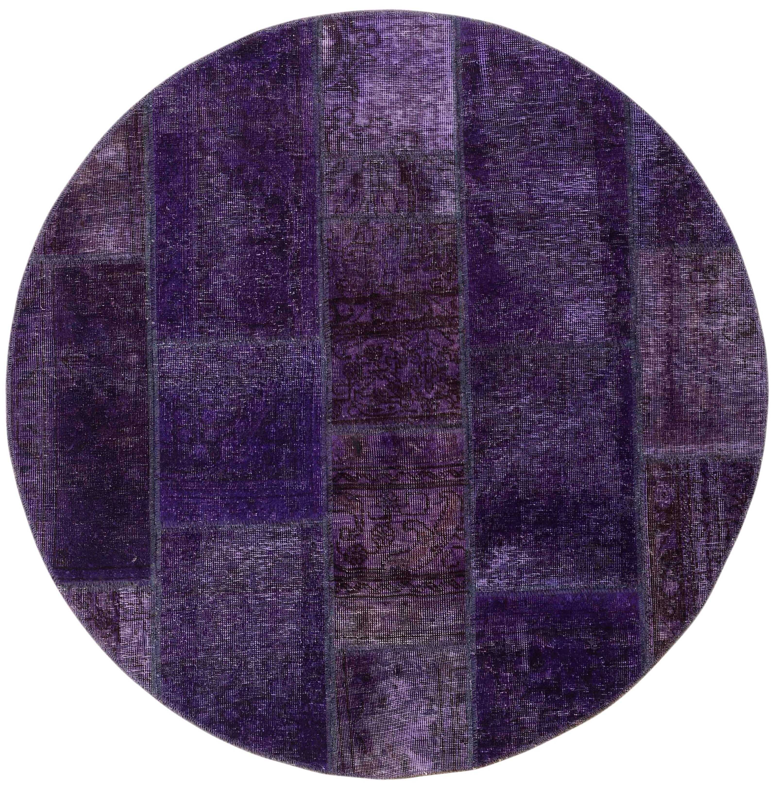 Authentic purple patchwork persian circle rug