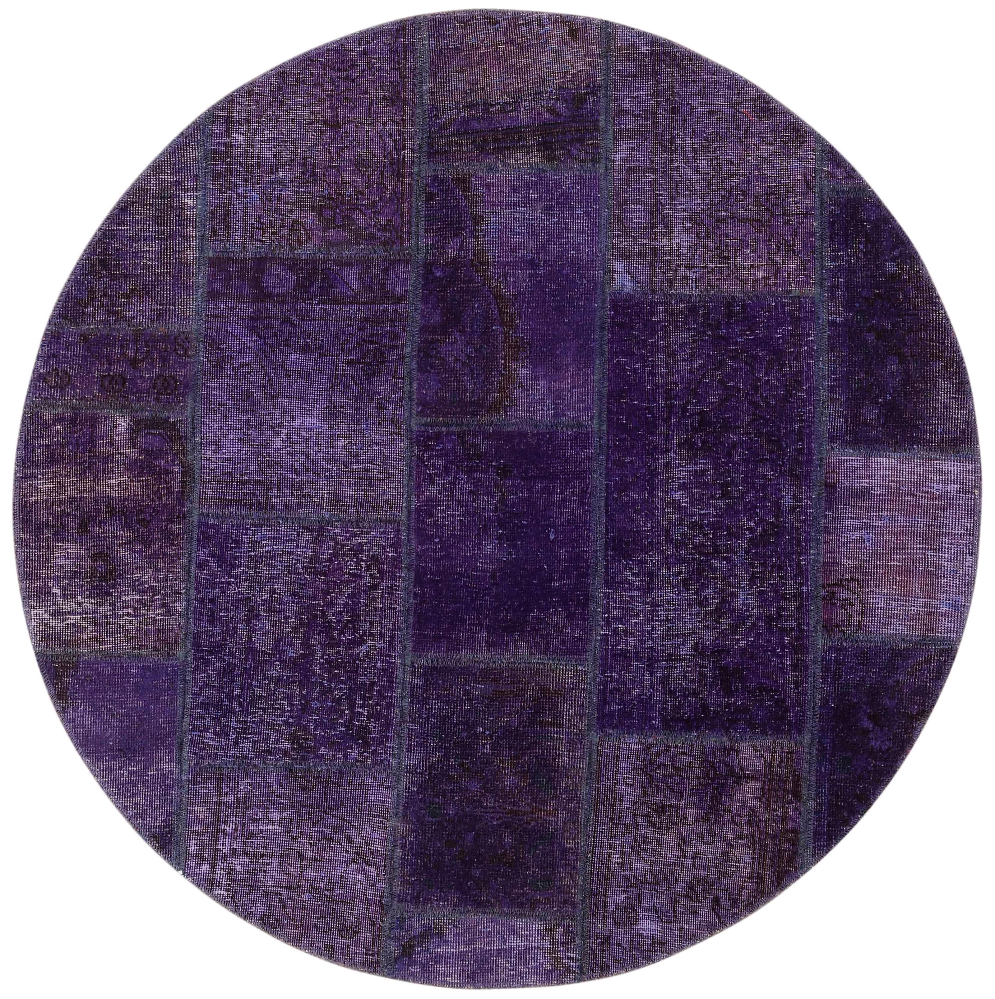 Authentic purple patchwork persian circle rug