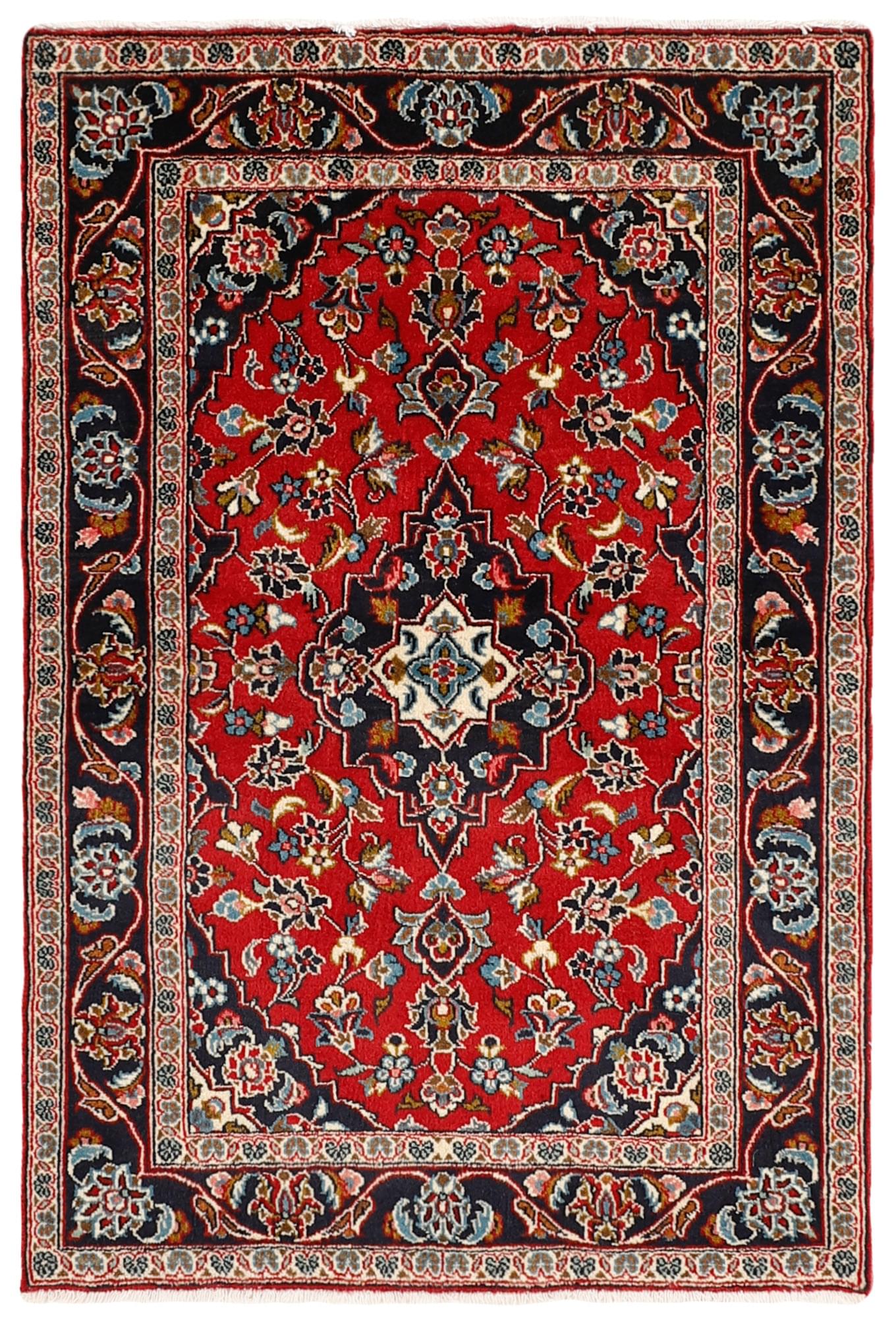 Authentic persian rug with Traditionalfloral design in red and blue