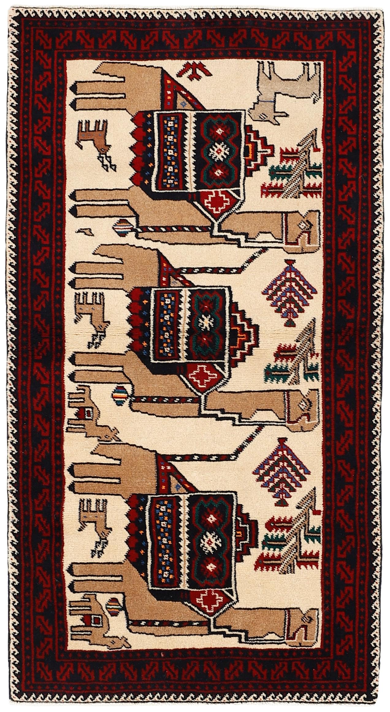 Beige Persian wool rug with traditional design