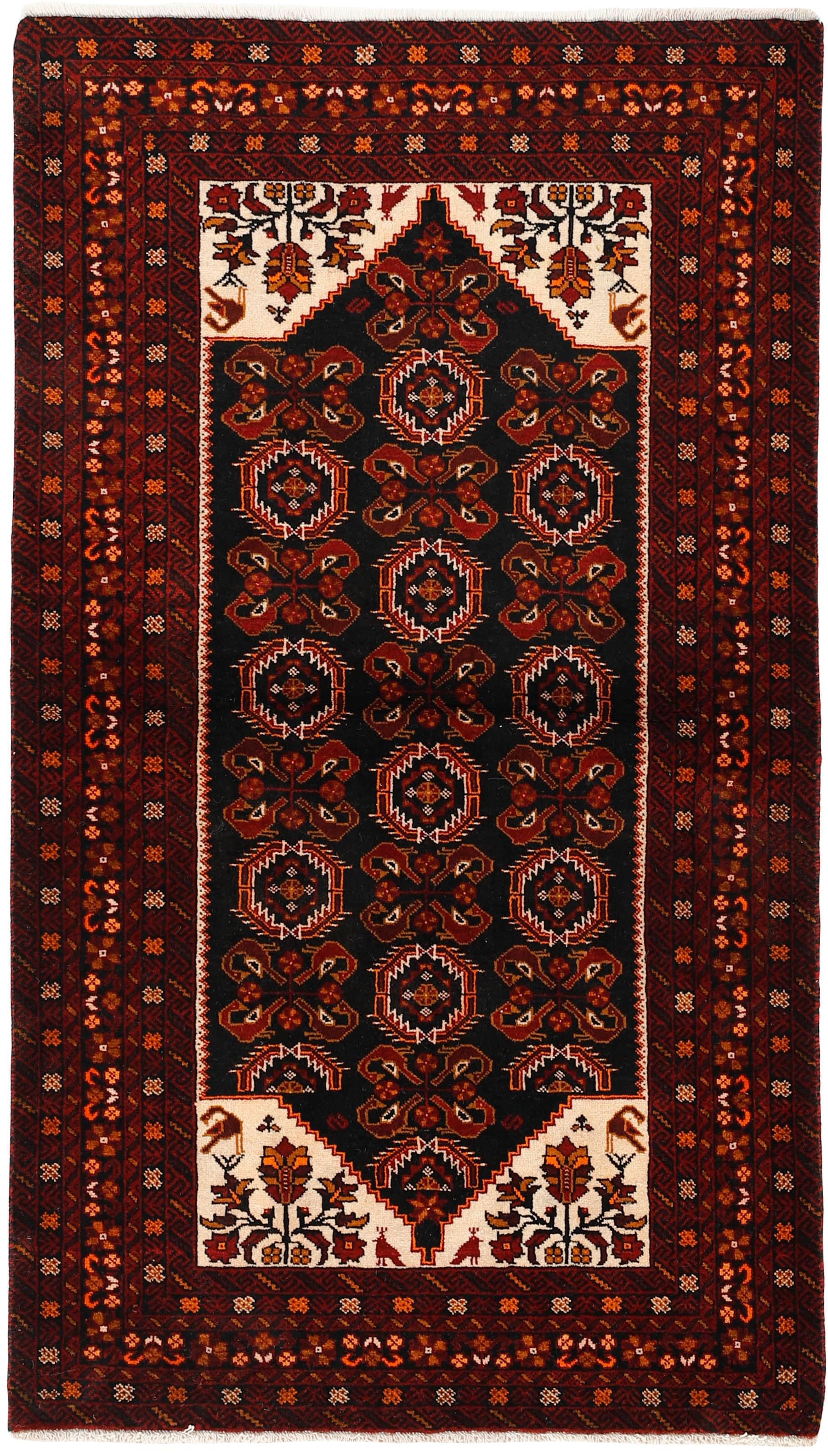 Red Persian wool rug with traditional design