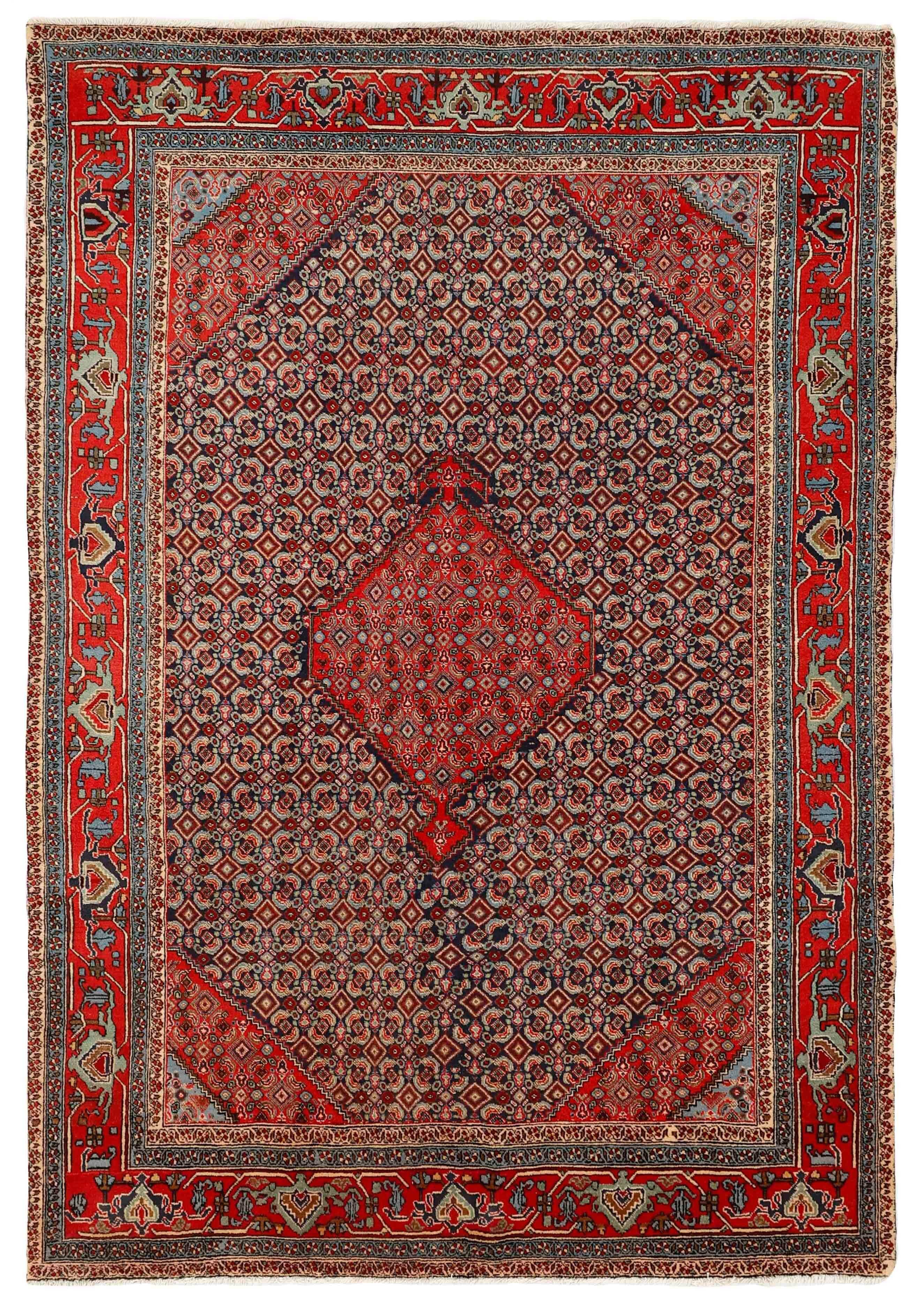 Large Persian rug with red traditional floral design