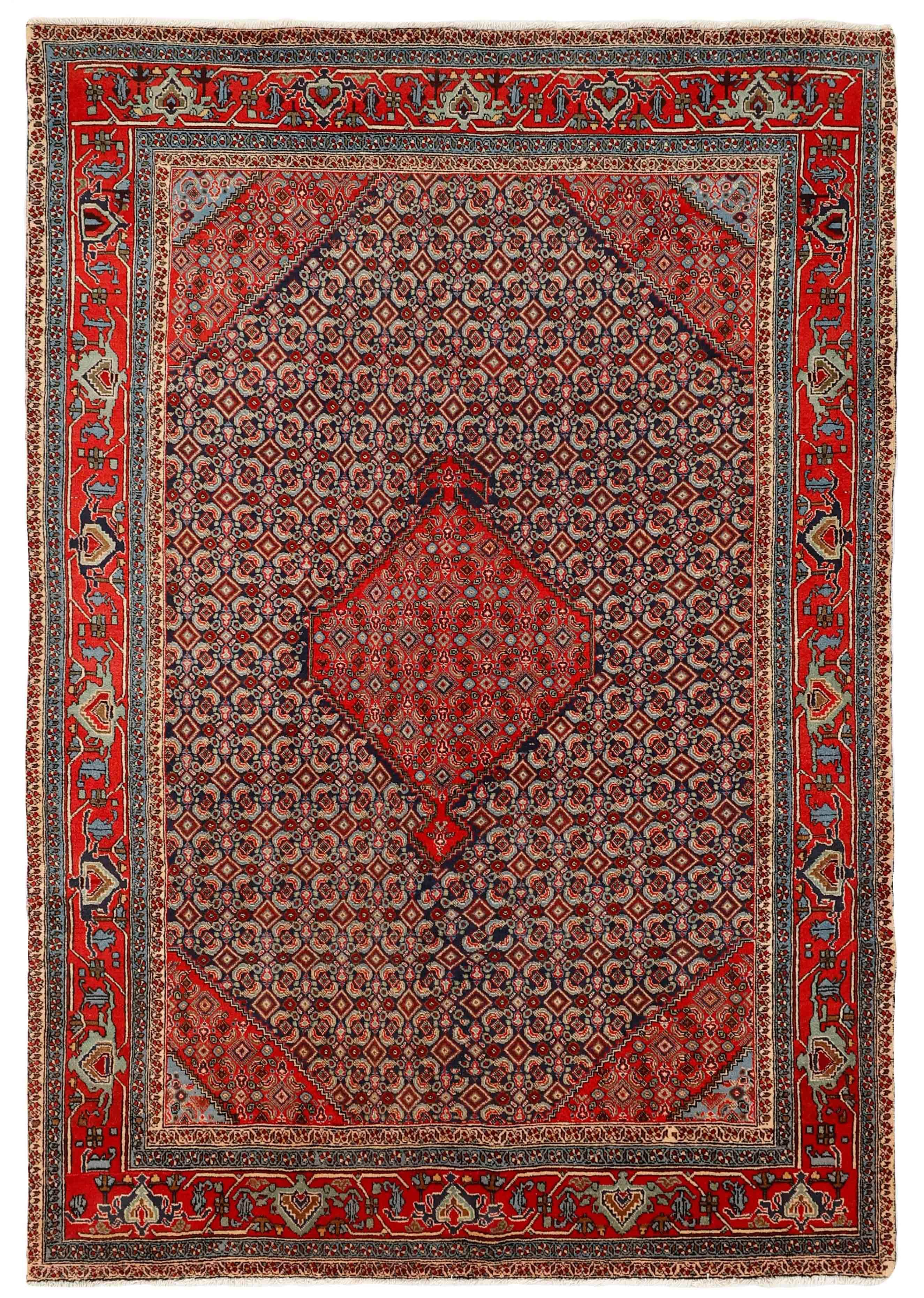 Large Persian rug with red traditional floral design