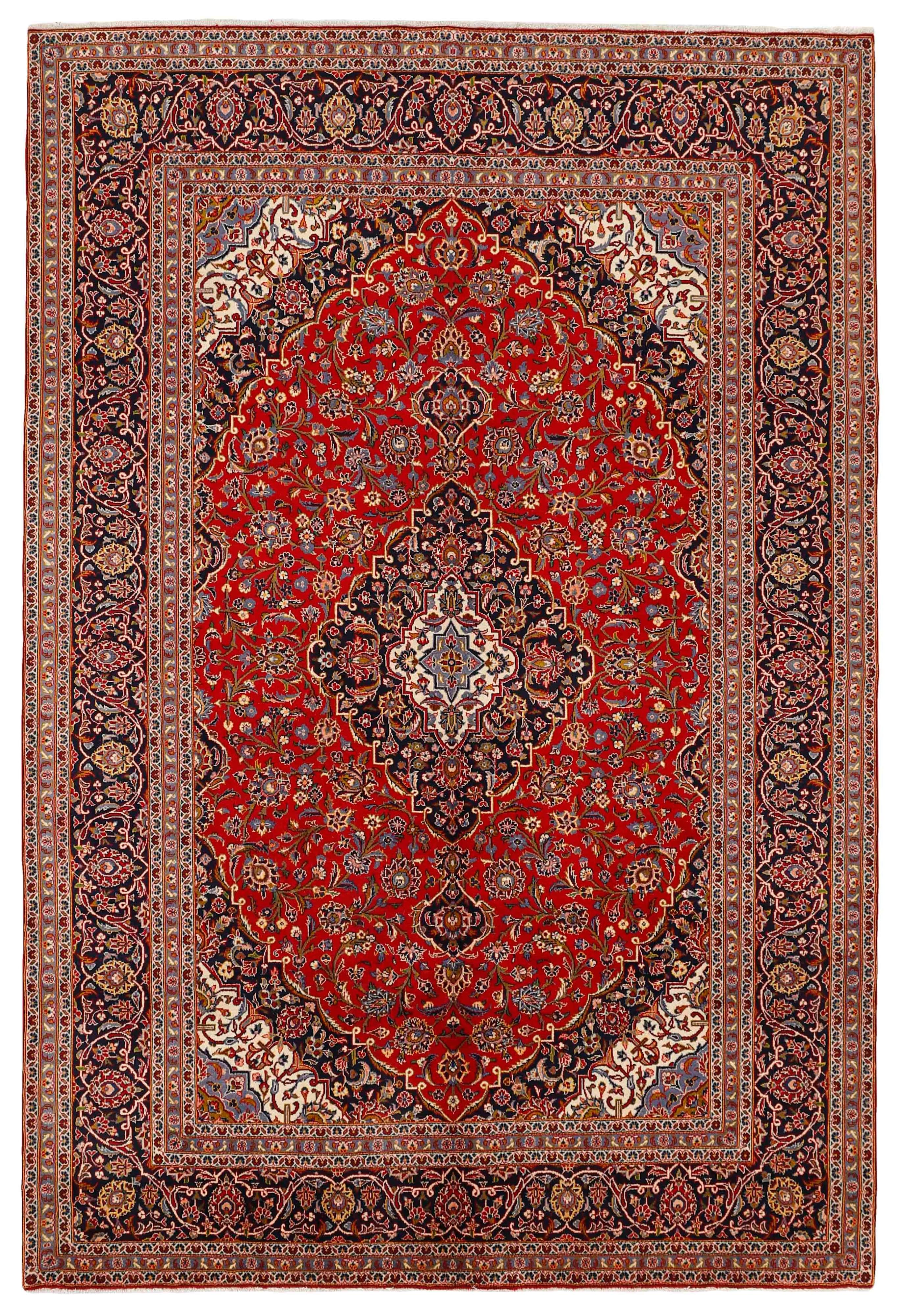 Authentic persian rug with Traditionalfloral design in red and blue