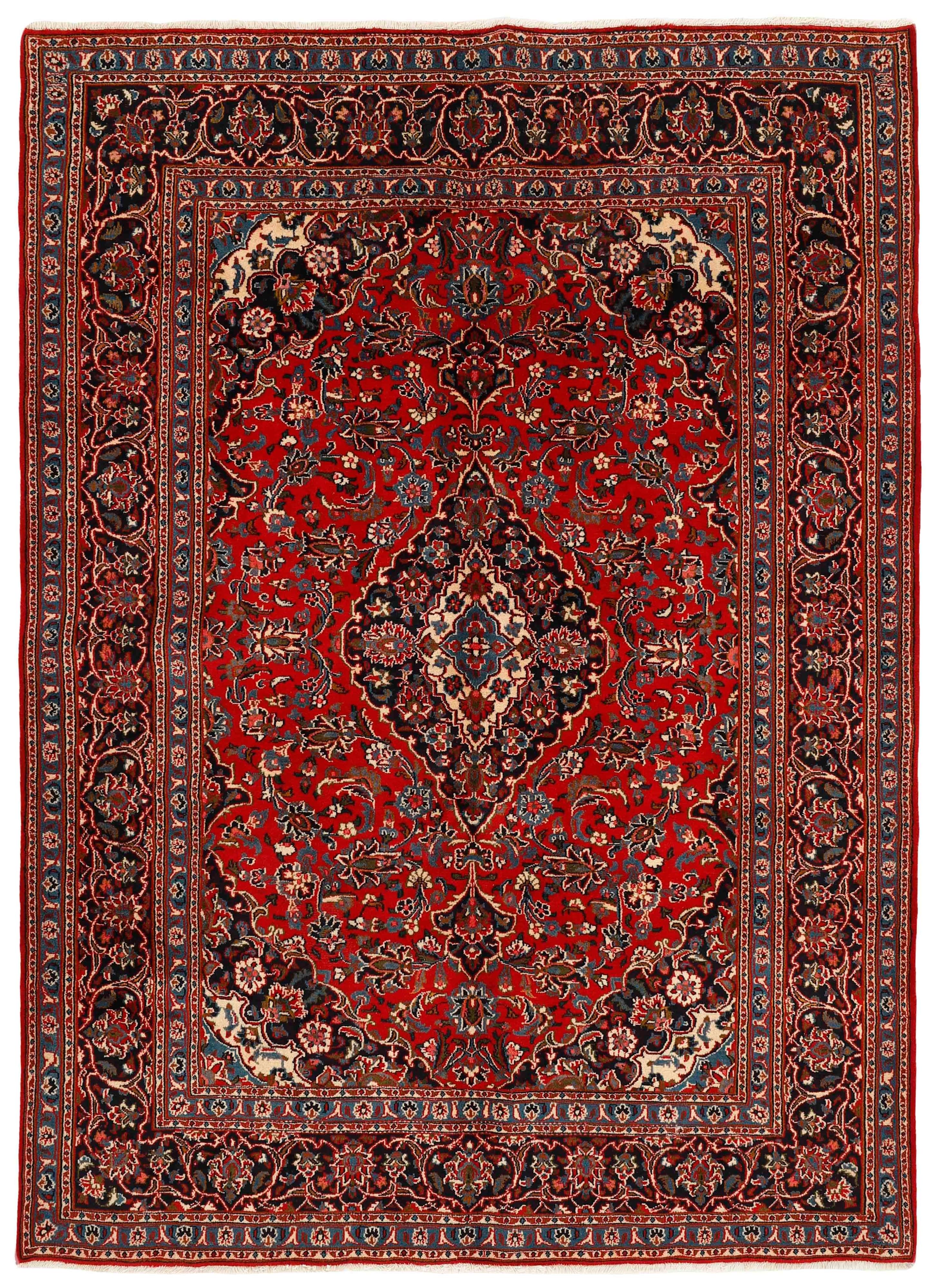 Authentic persian kelim flatweave rug with traditional design in red, blue and beige