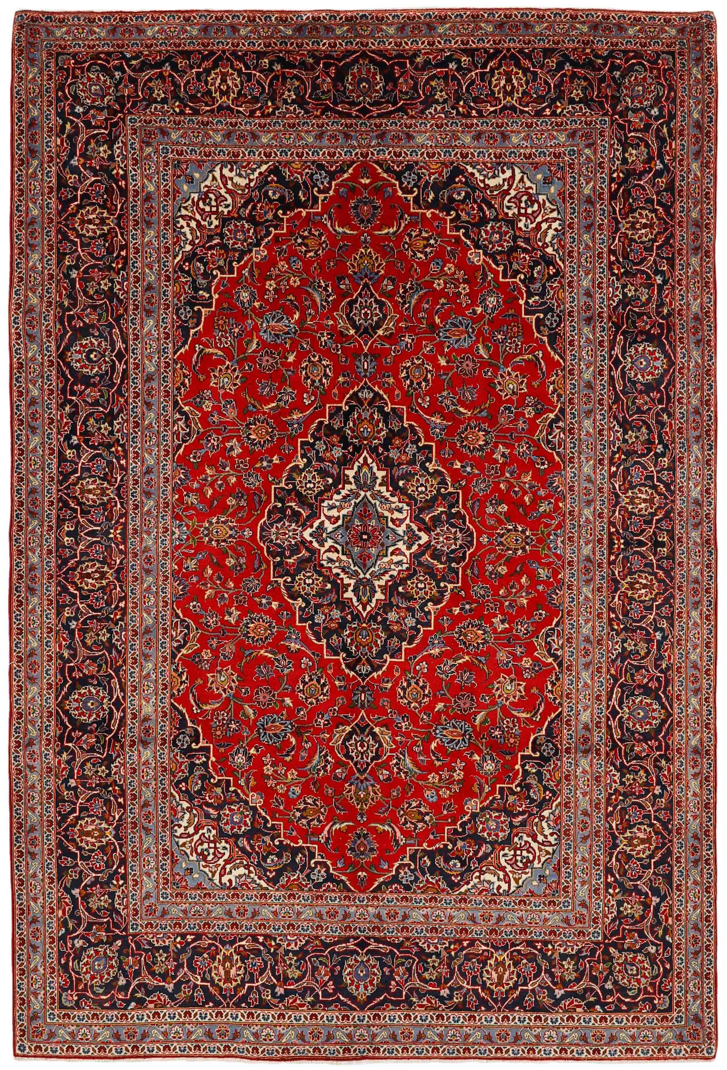 Authentic persian rug with Traditionalfloral design in red and blue
