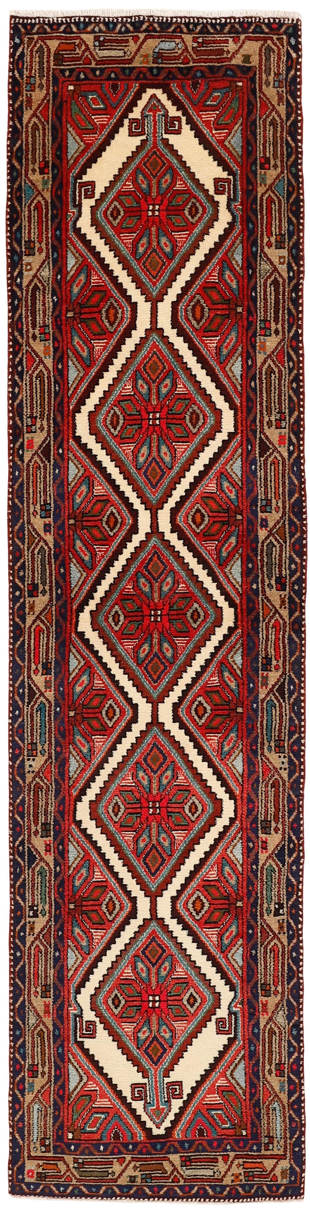 Red and black traditional persian runner with floral design