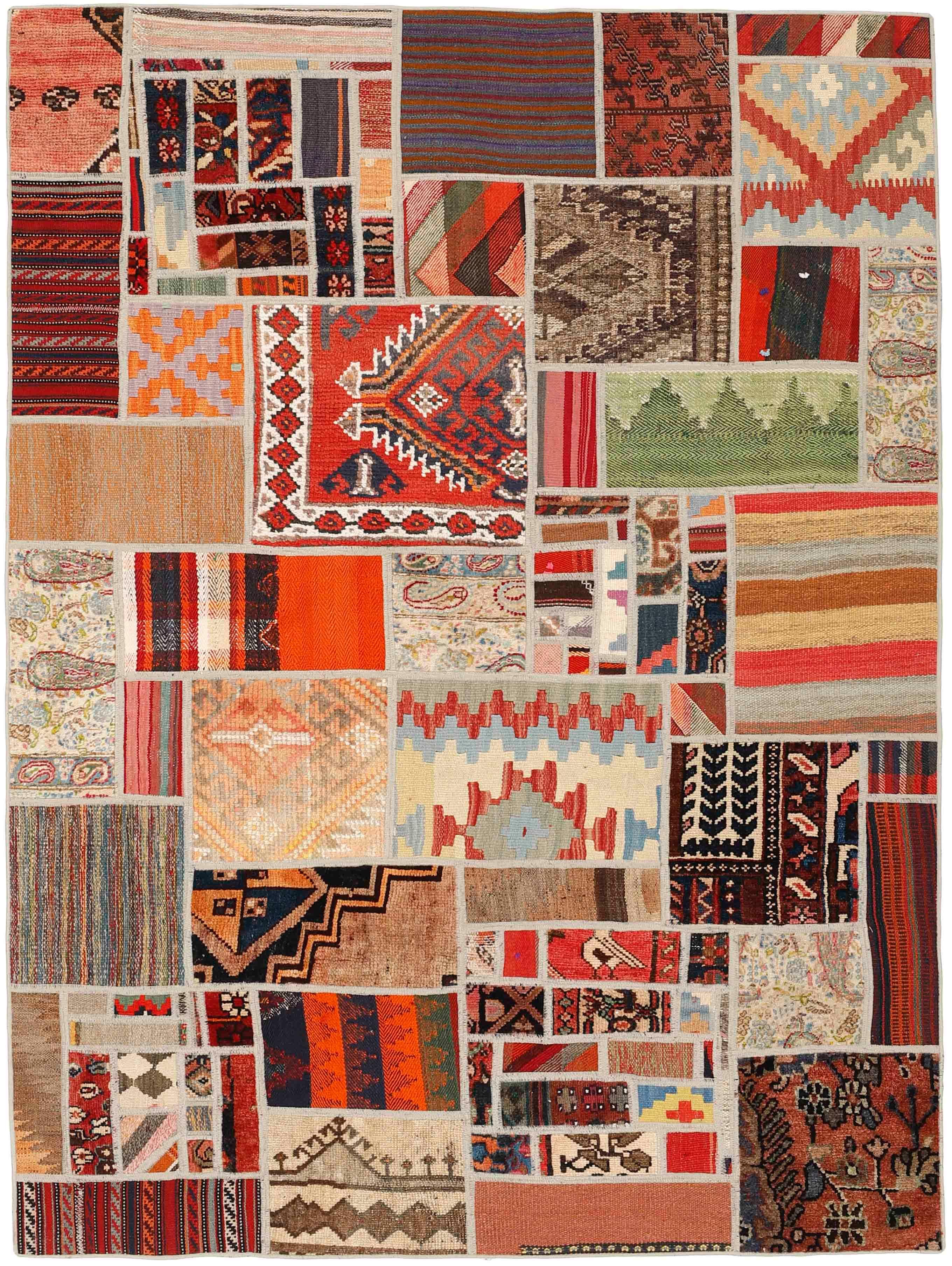 Authentic multicolour patchwork persian rug