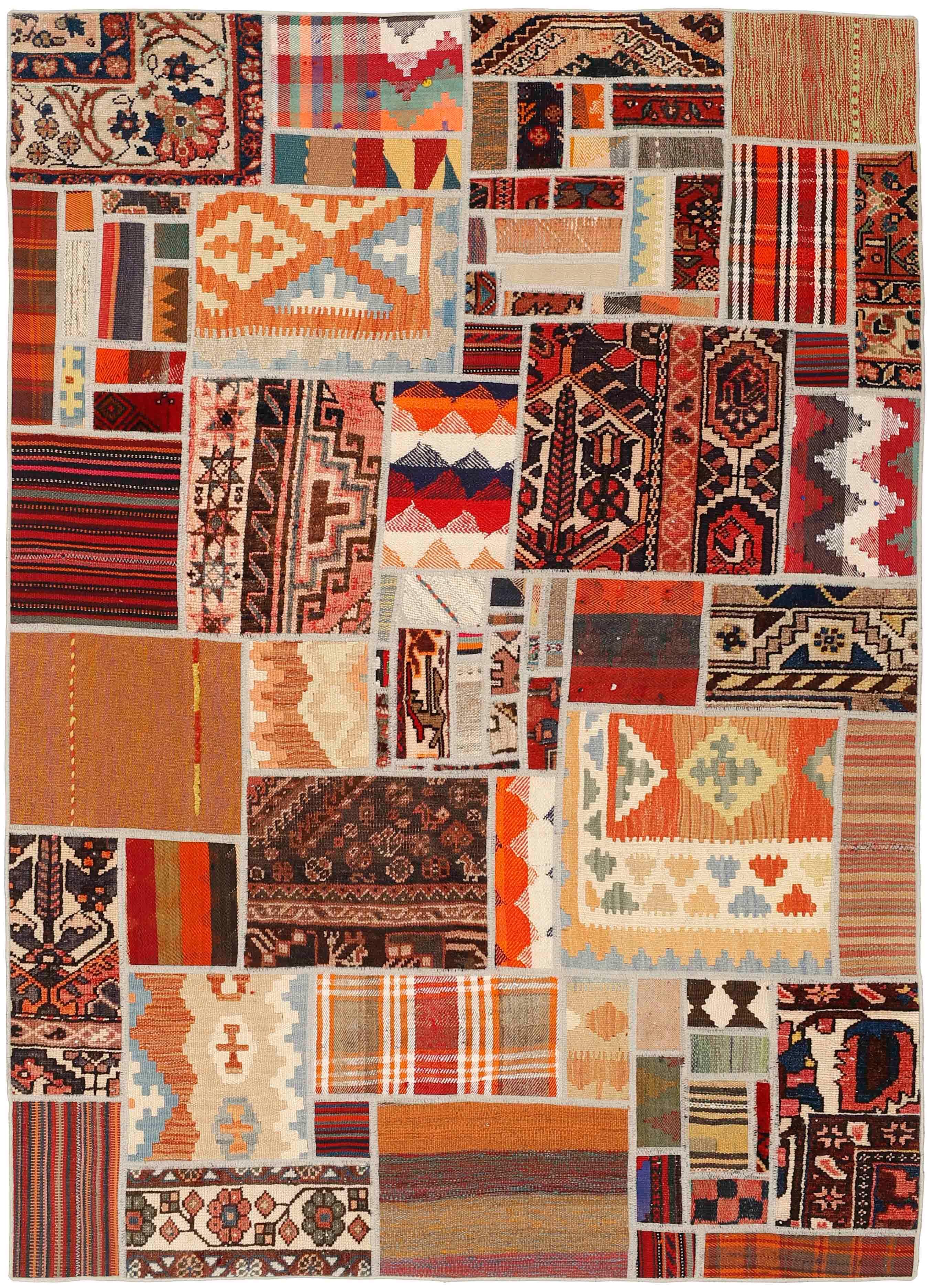 Authentic multicolour patchwork persian rug