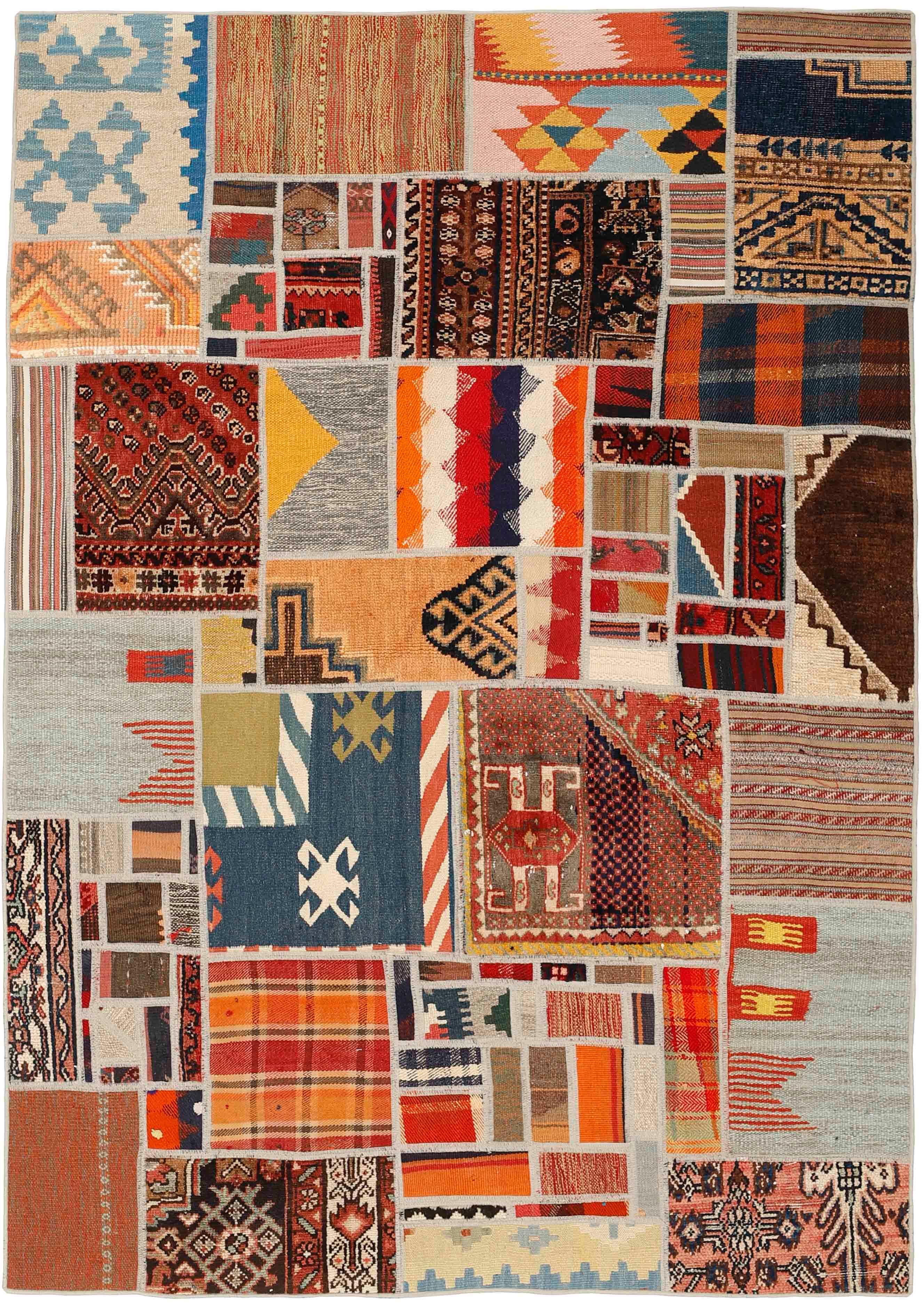 Authentic multicolour patchwork persian rug