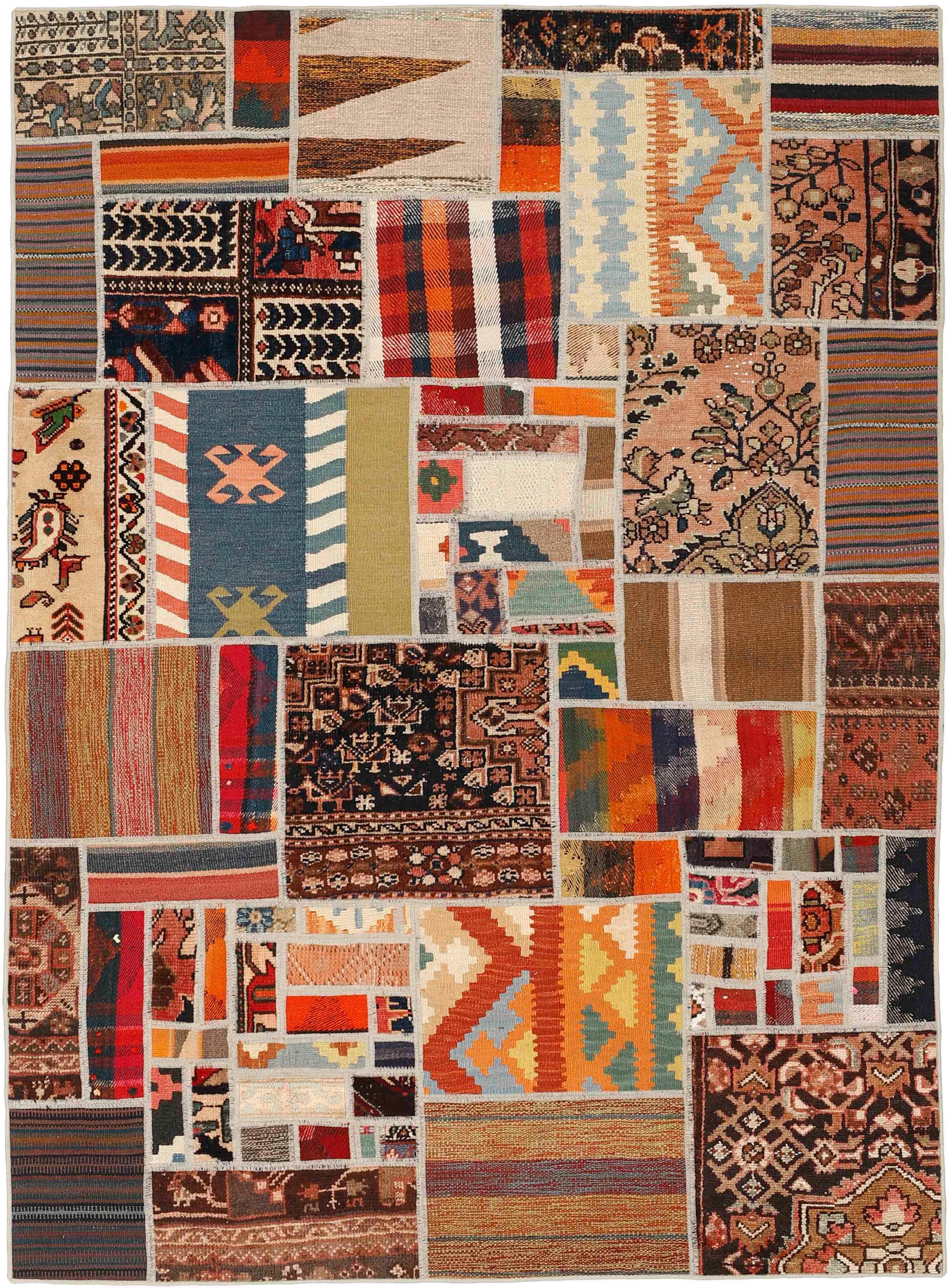 Authentic multicolour patchwork persian rug
