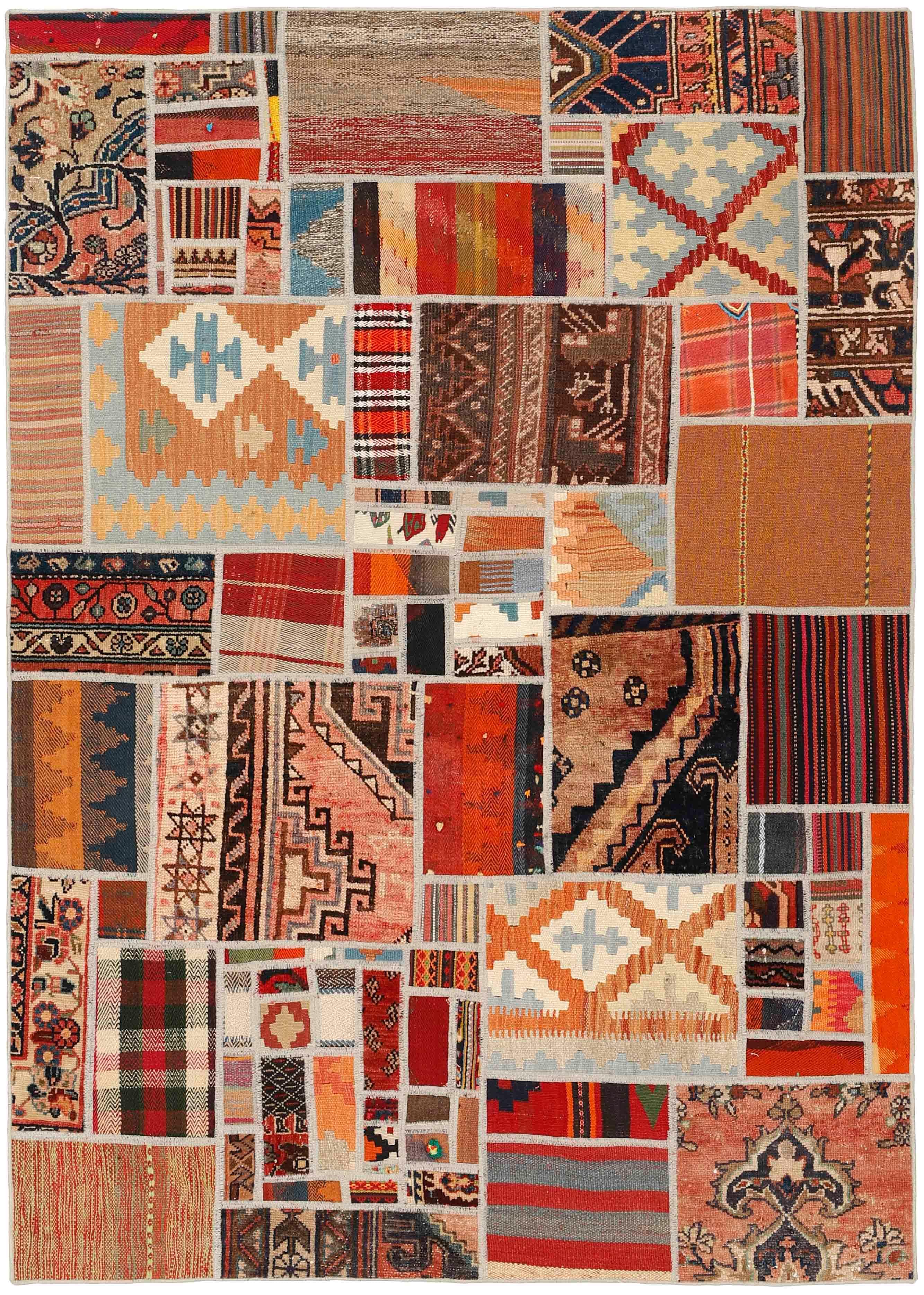 Authentic multicolour patchwork persian rug