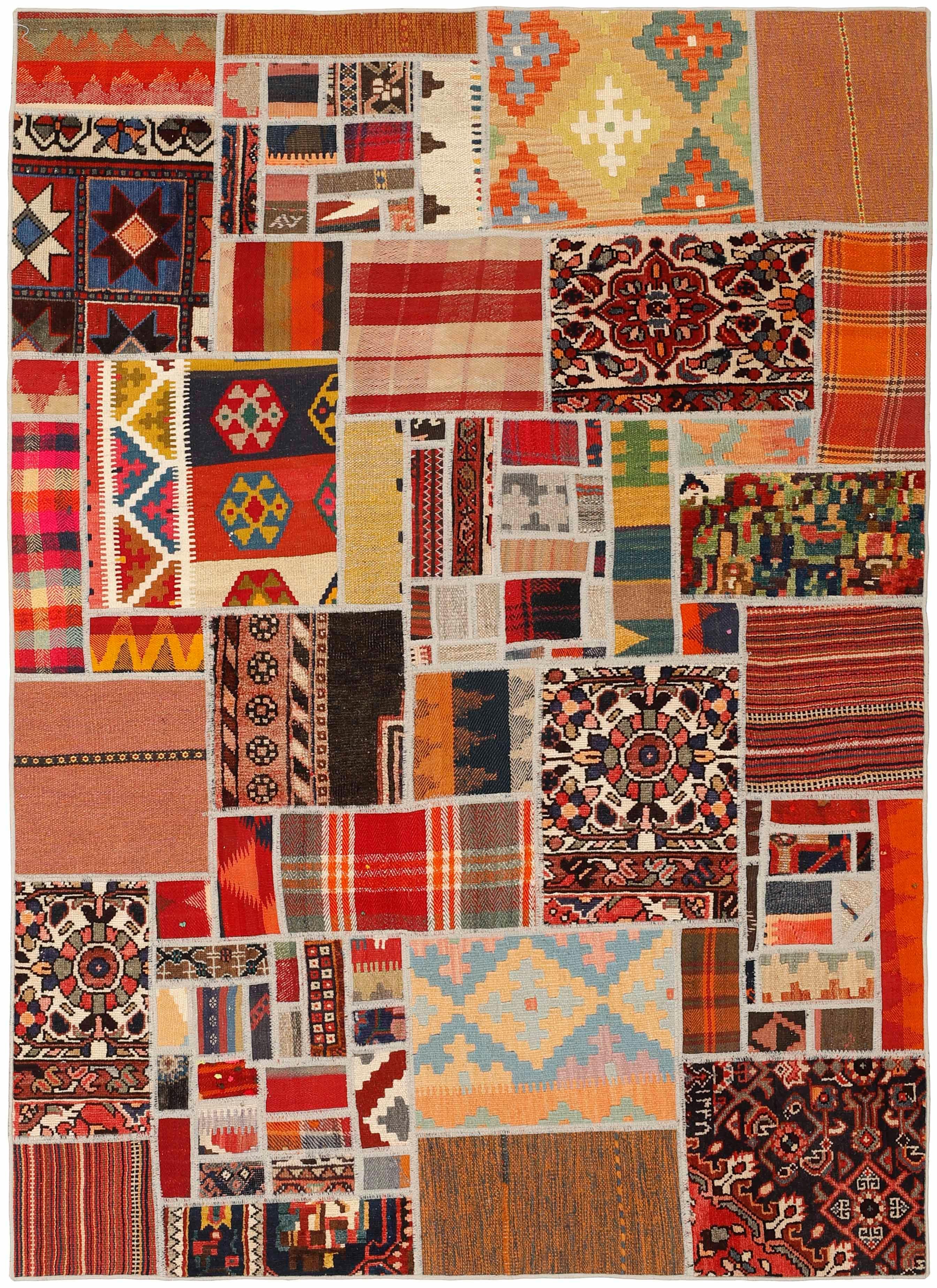 Authentic multicolour patchwork persian rug