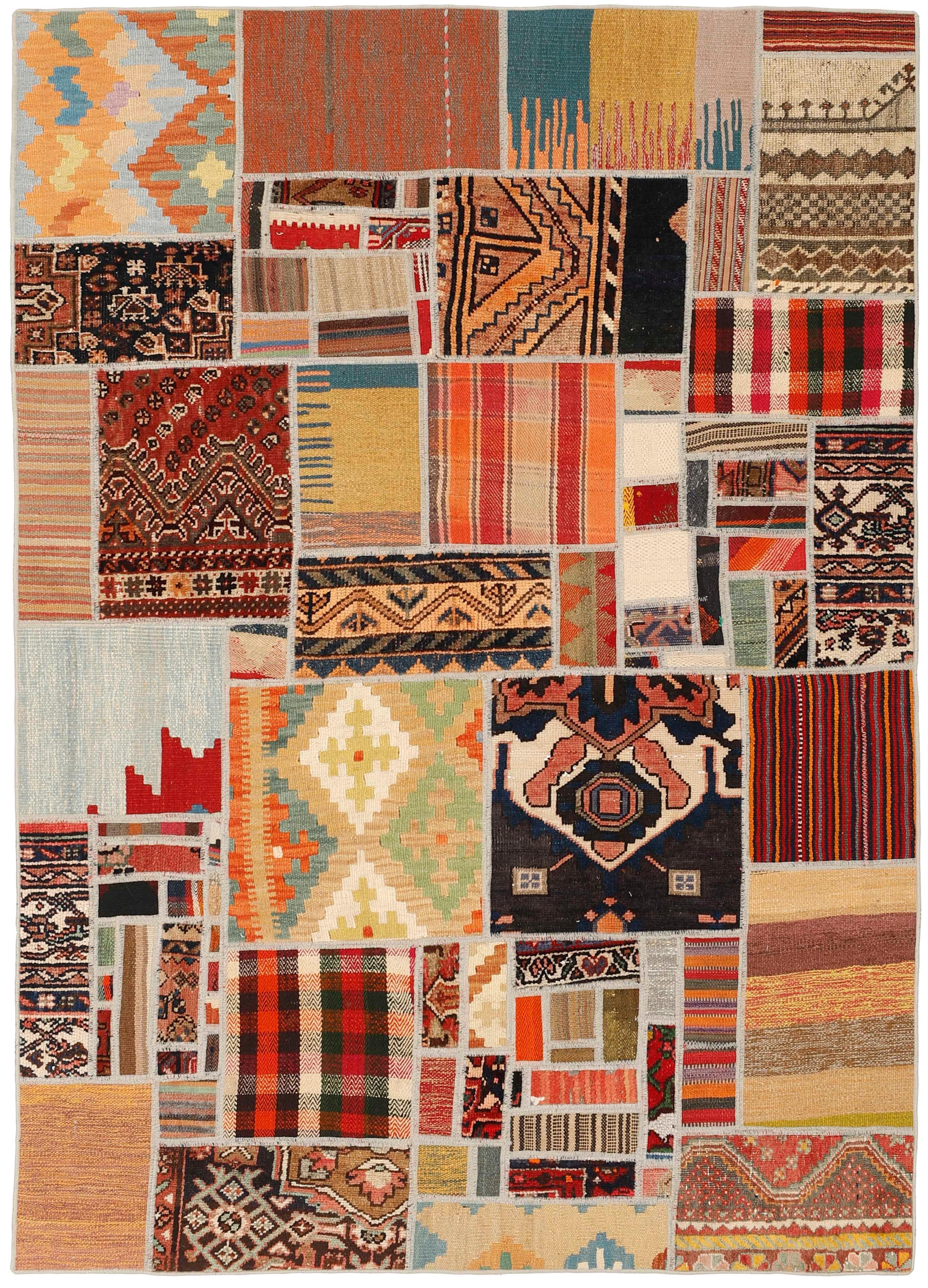 Authentic multicolour patchwork persian rug