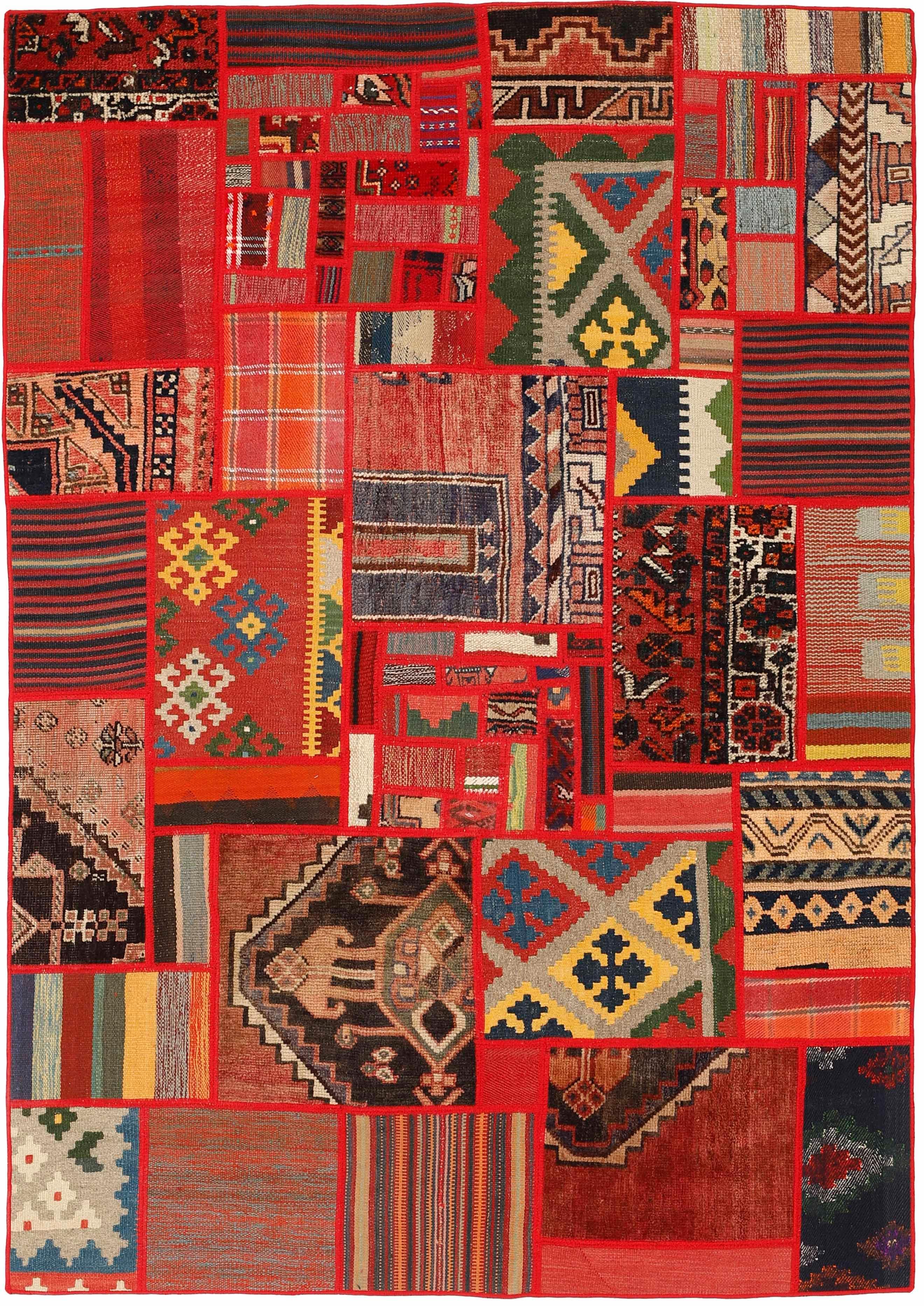 Authentic multicolour patchwork persian rug