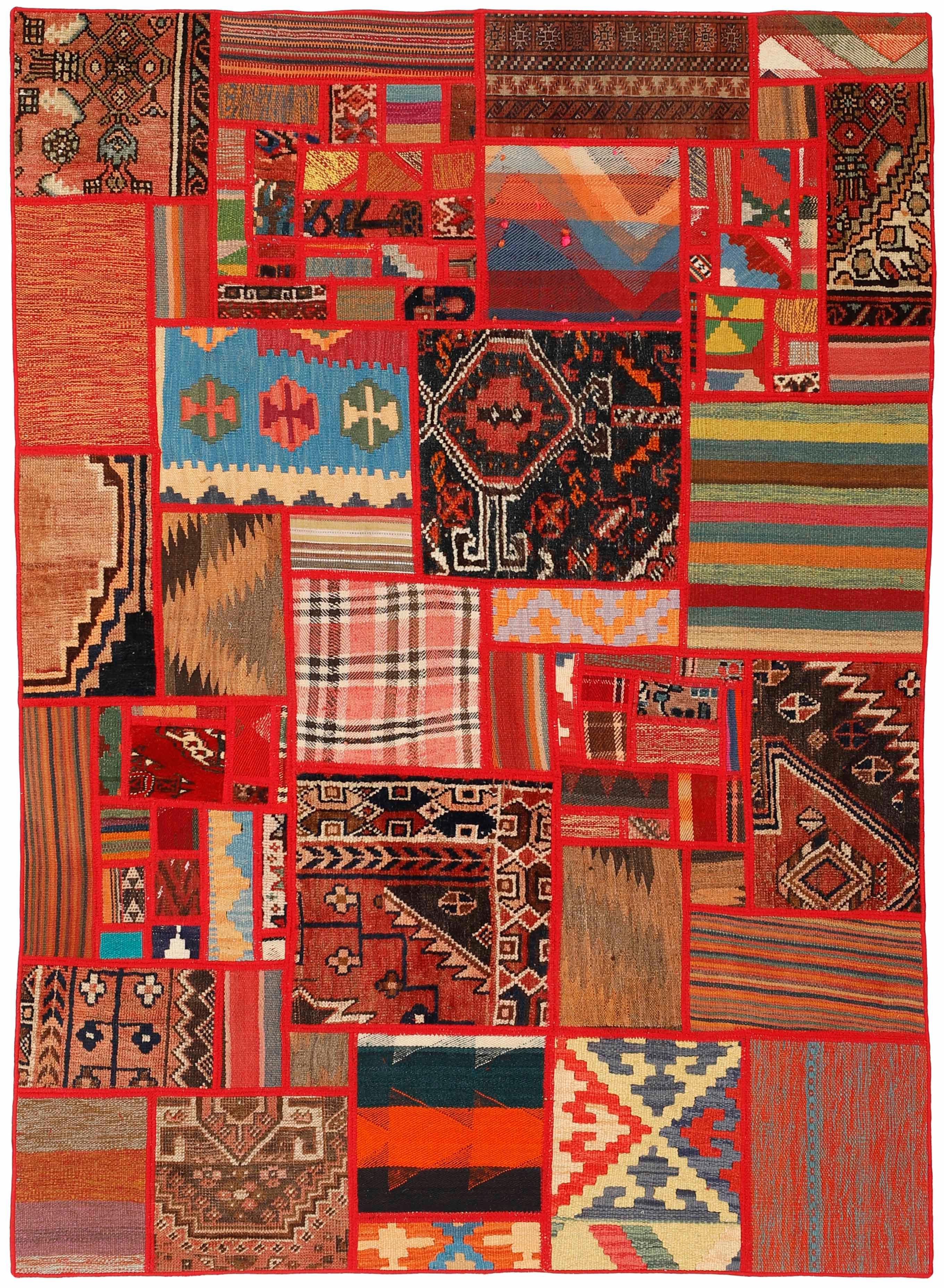 Authentic multicolour patchwork persian rug