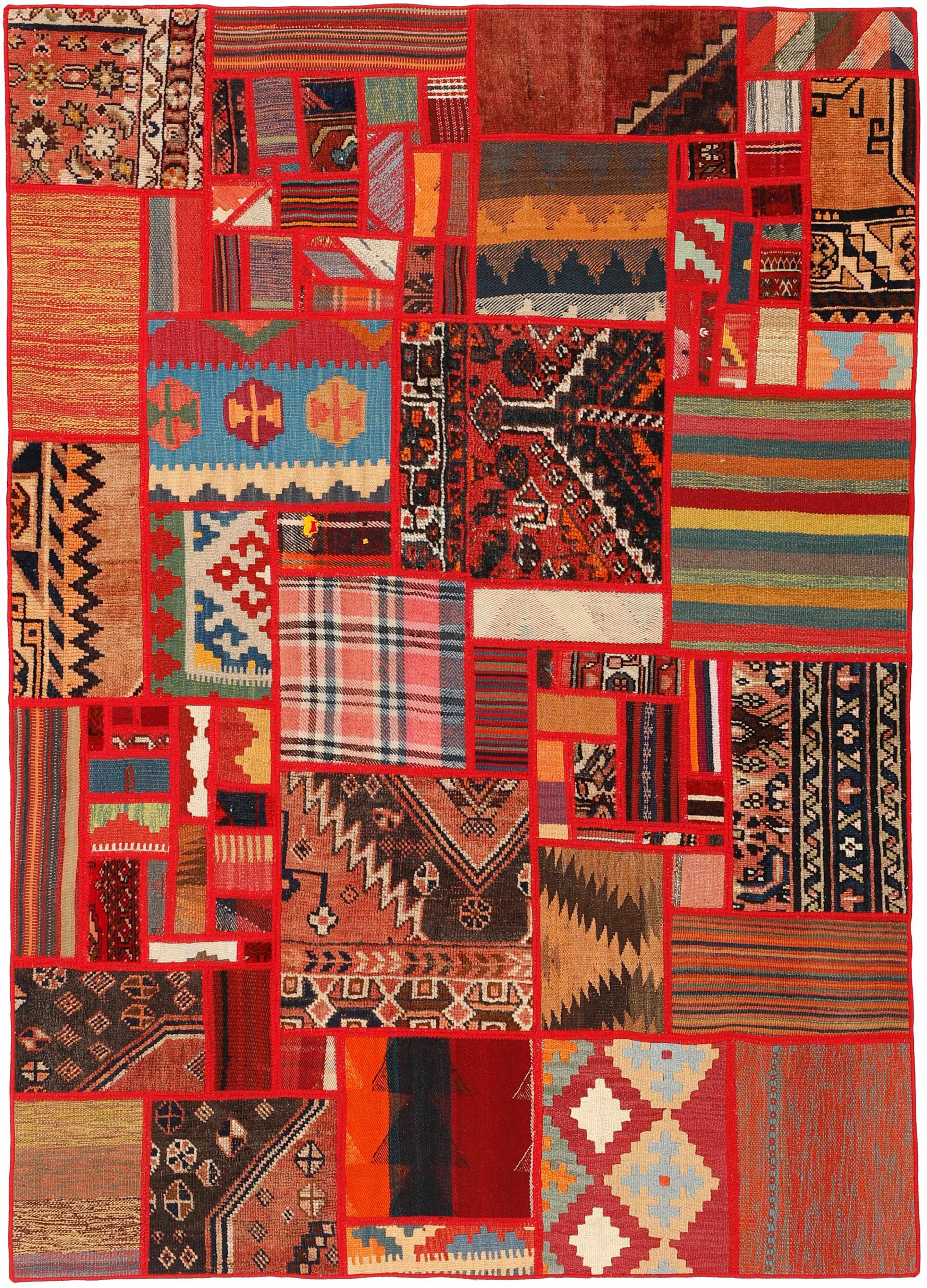 Authentic multicolour patchwork persian rug