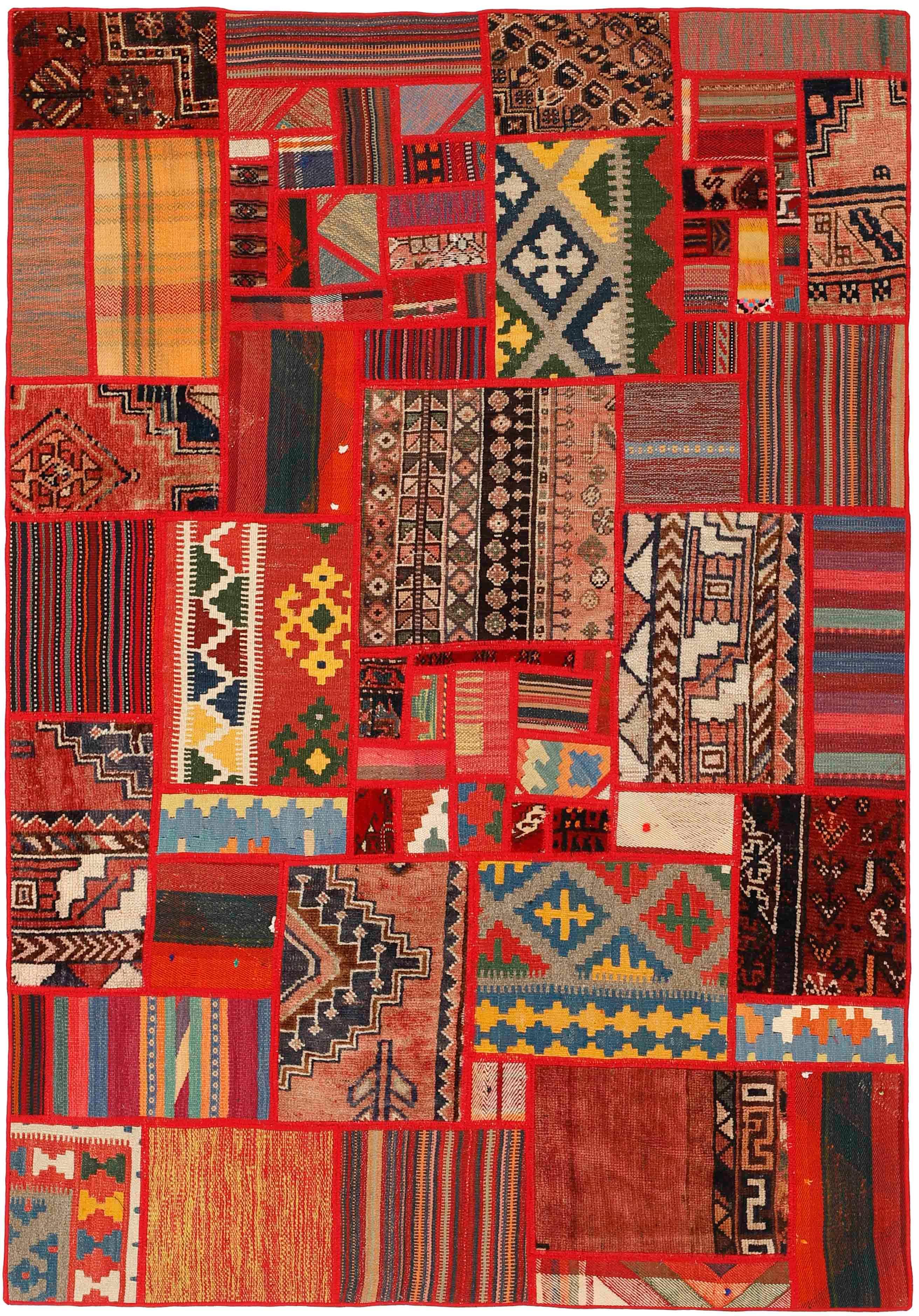 Authentic multicolour patchwork persian rug