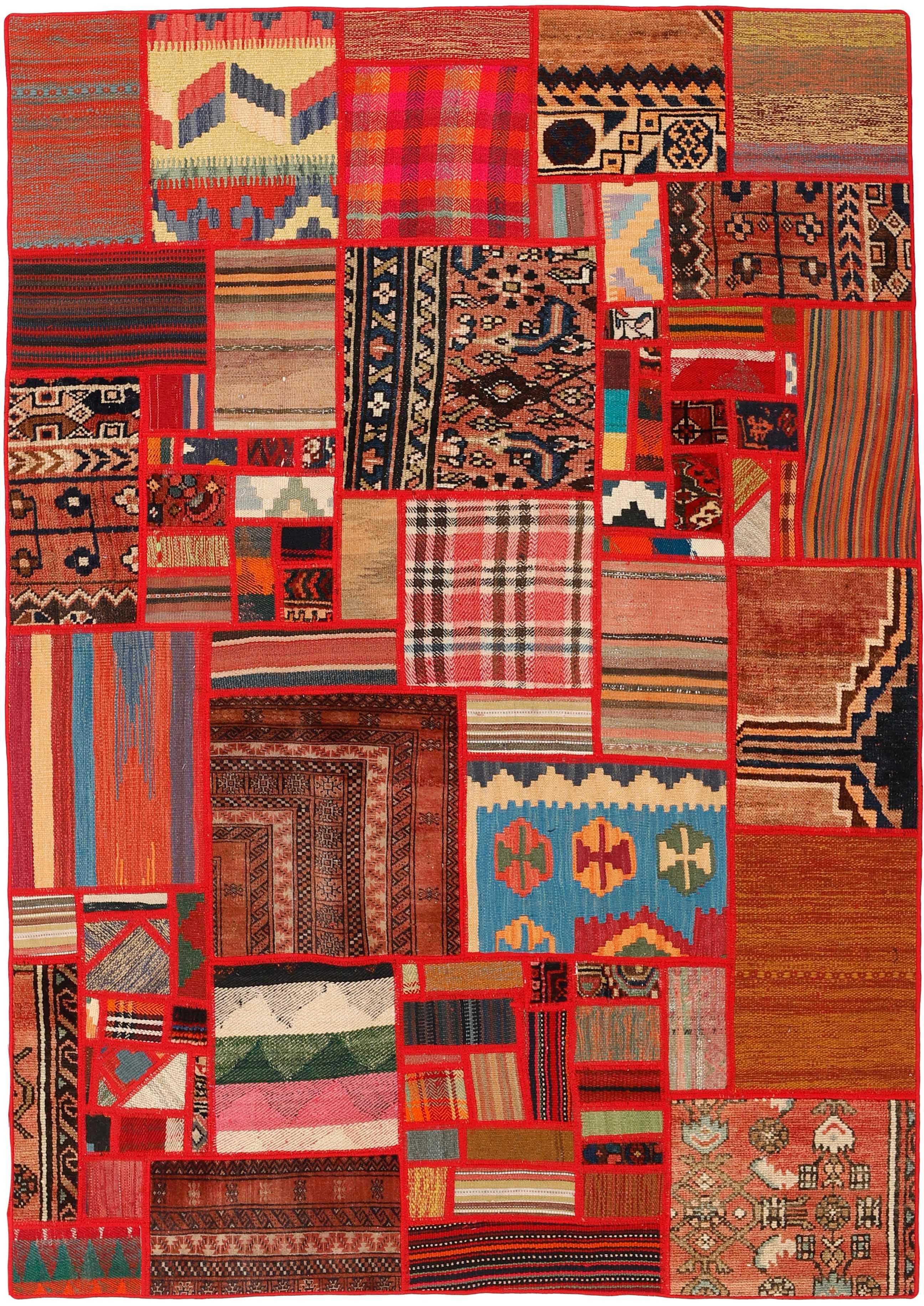 Authentic multicolour patchwork persian rug