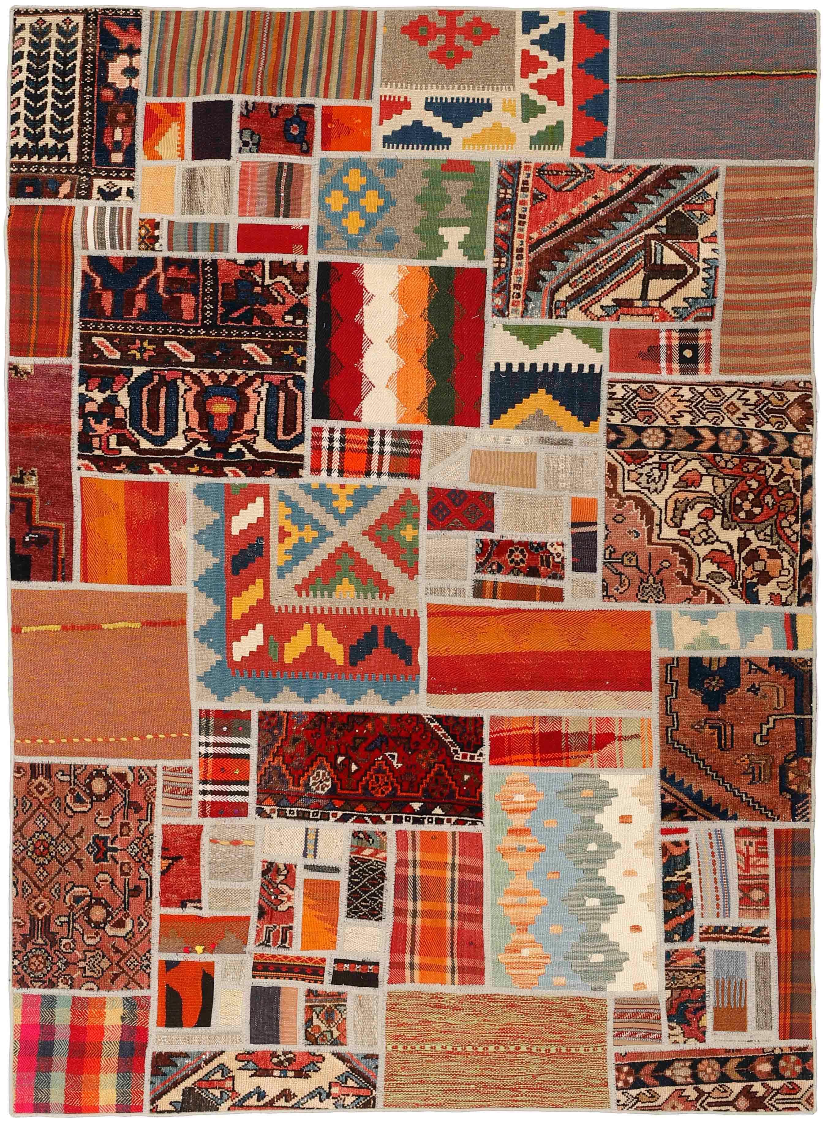 Authentic multicolour patchwork persian rug