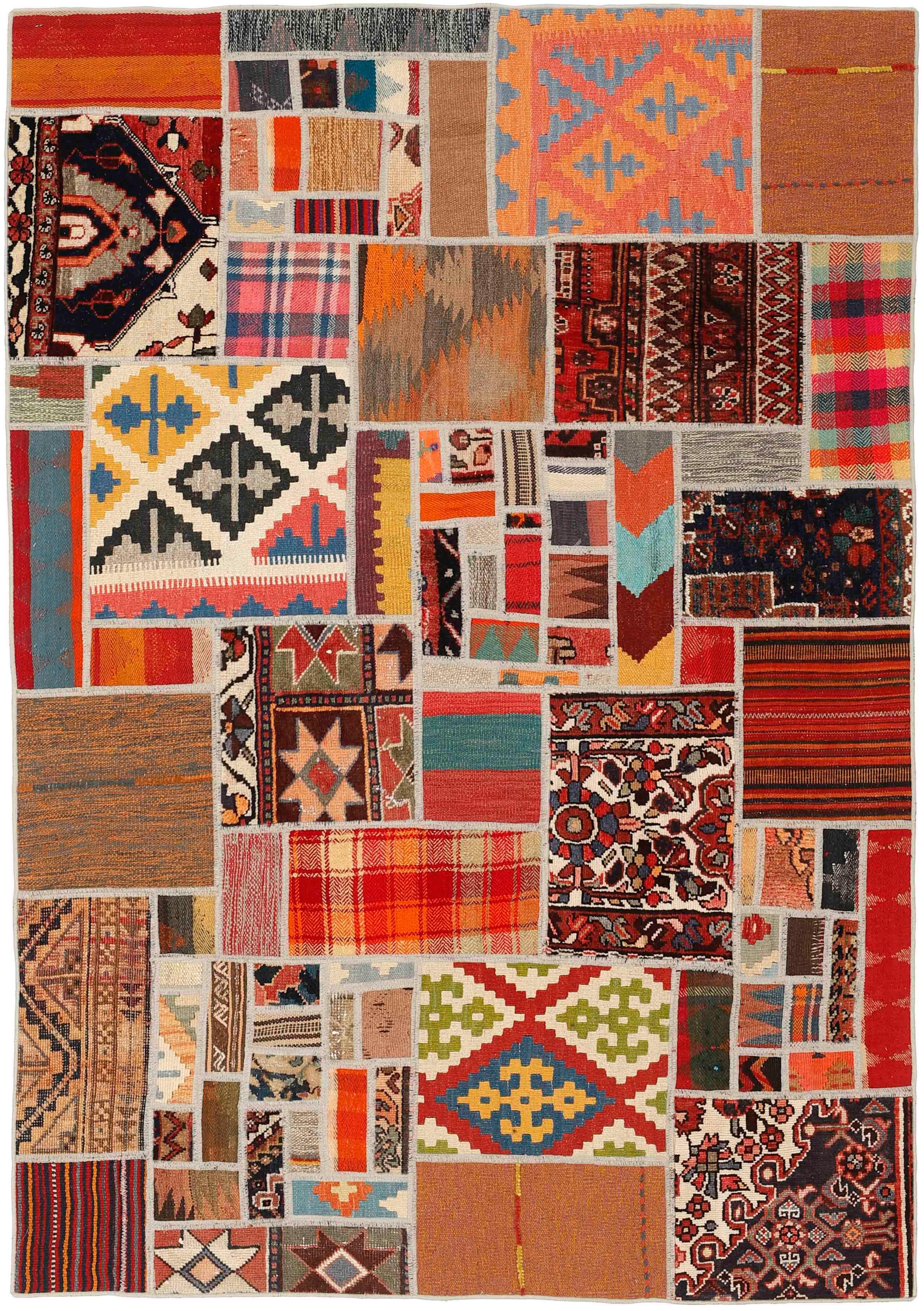 Authentic multicolour patchwork persian rug