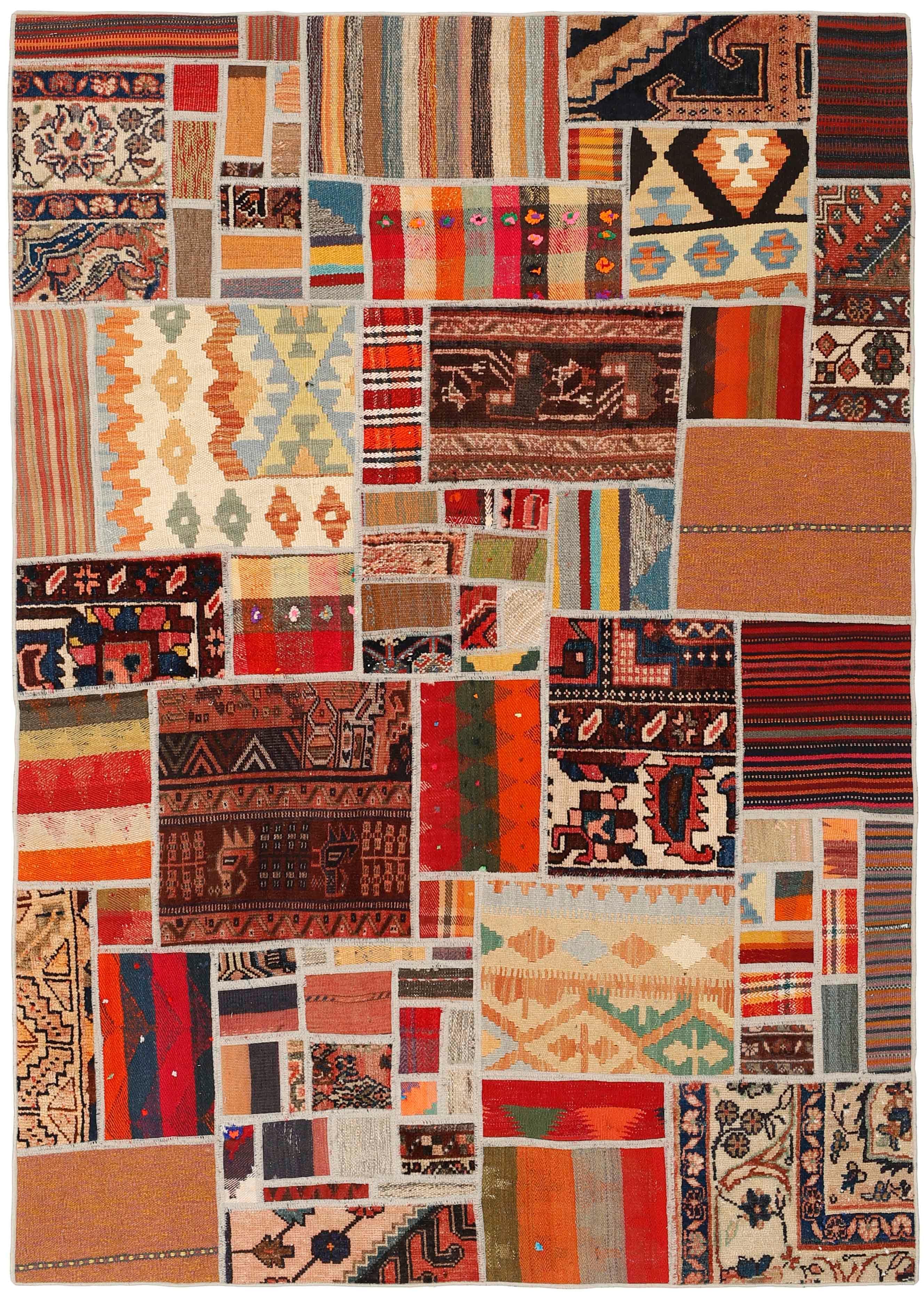 Authentic multicolour patchwork persian rug