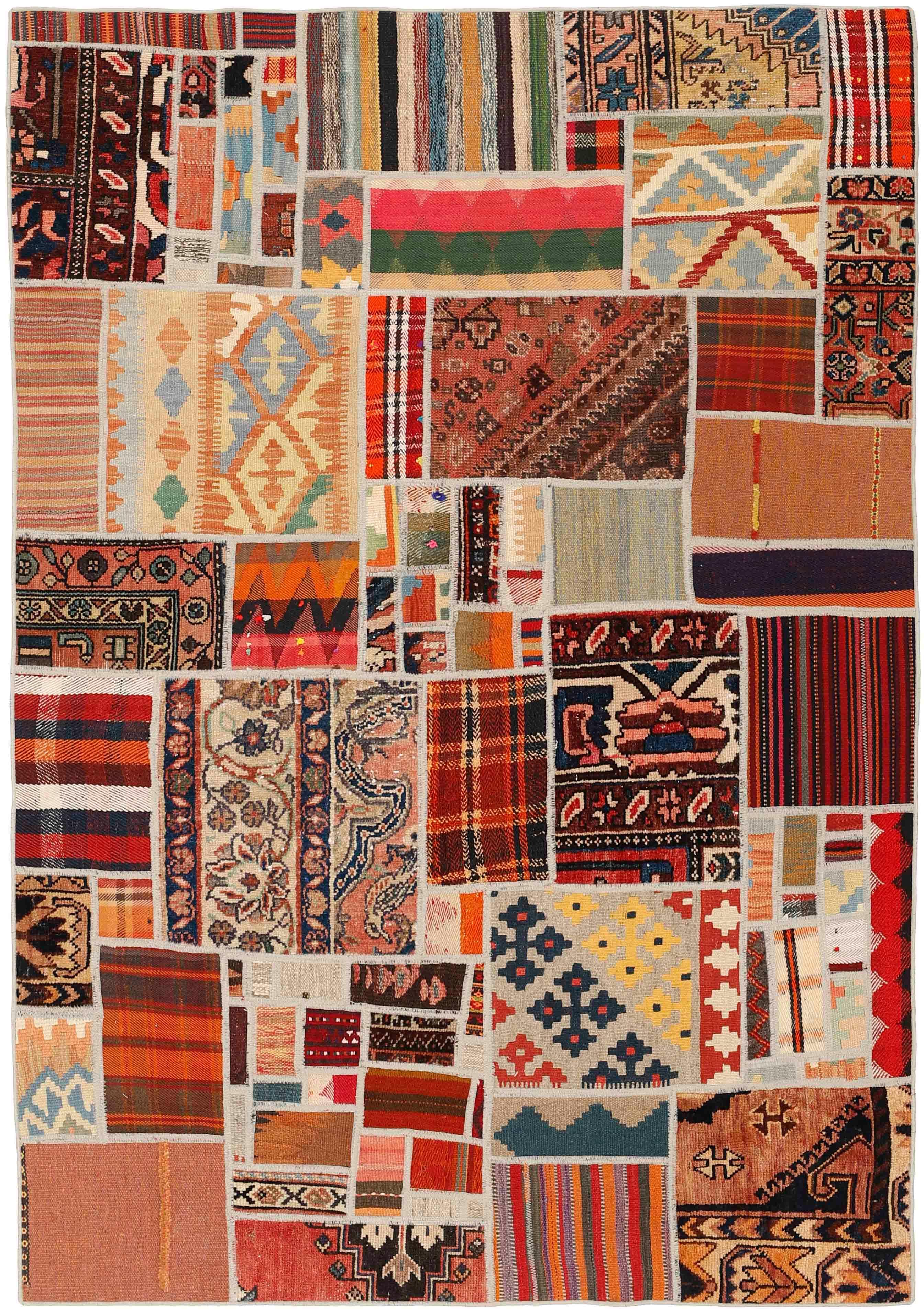 Authentic multicolour patchwork persian rug