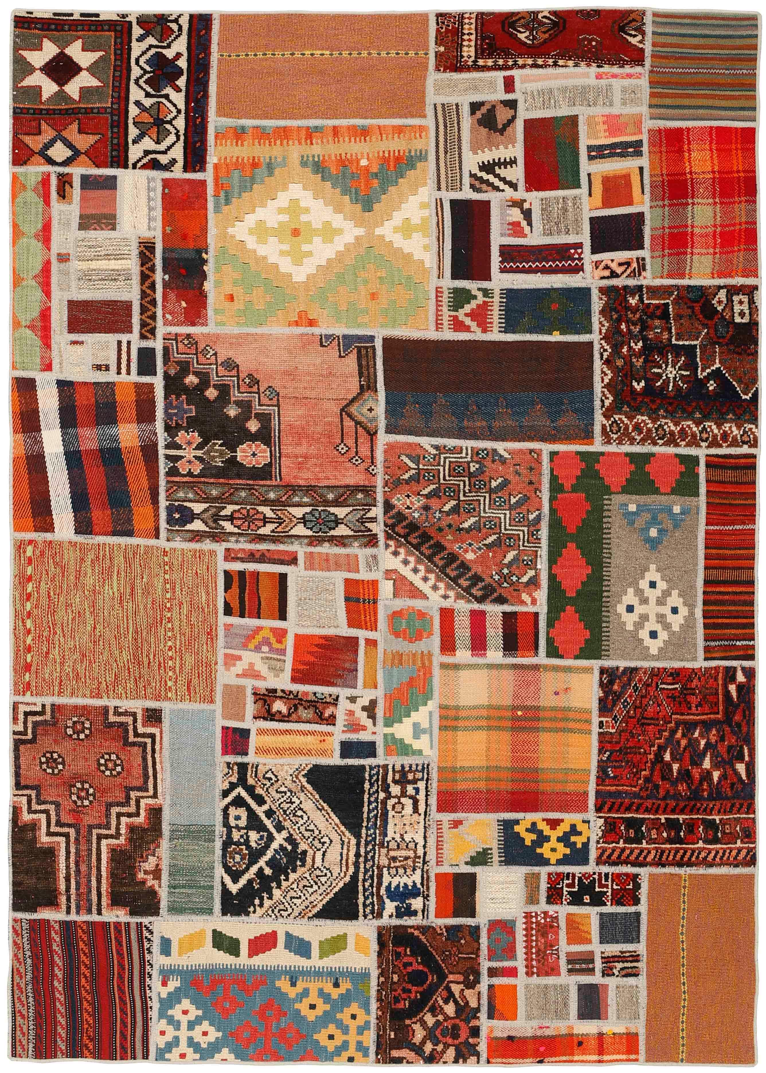 Authentic multicolour patchwork persian rug