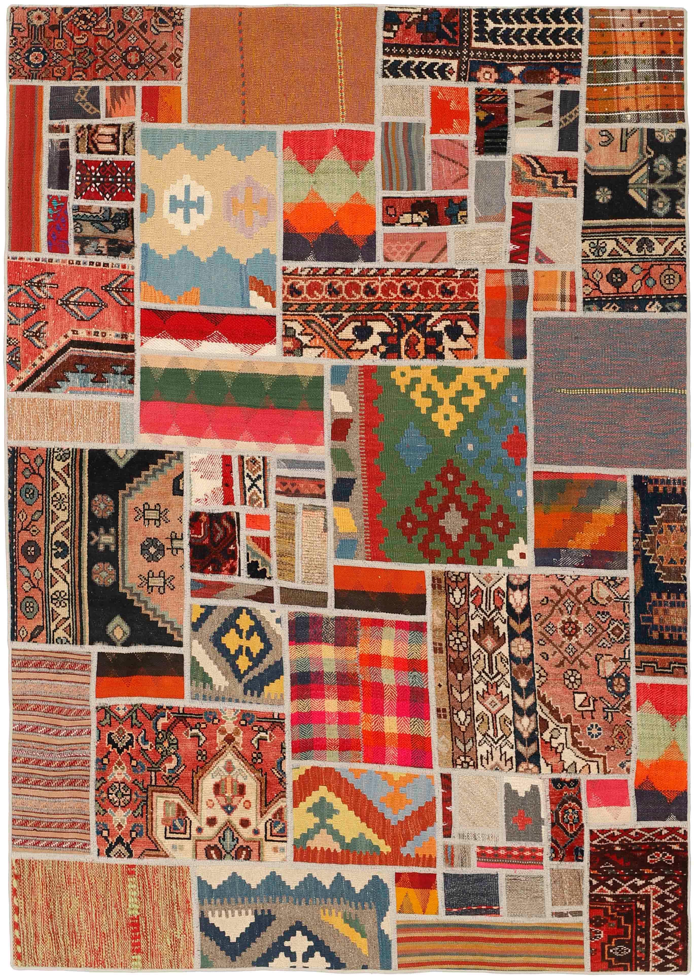 Authentic multicolour patchwork persian rug