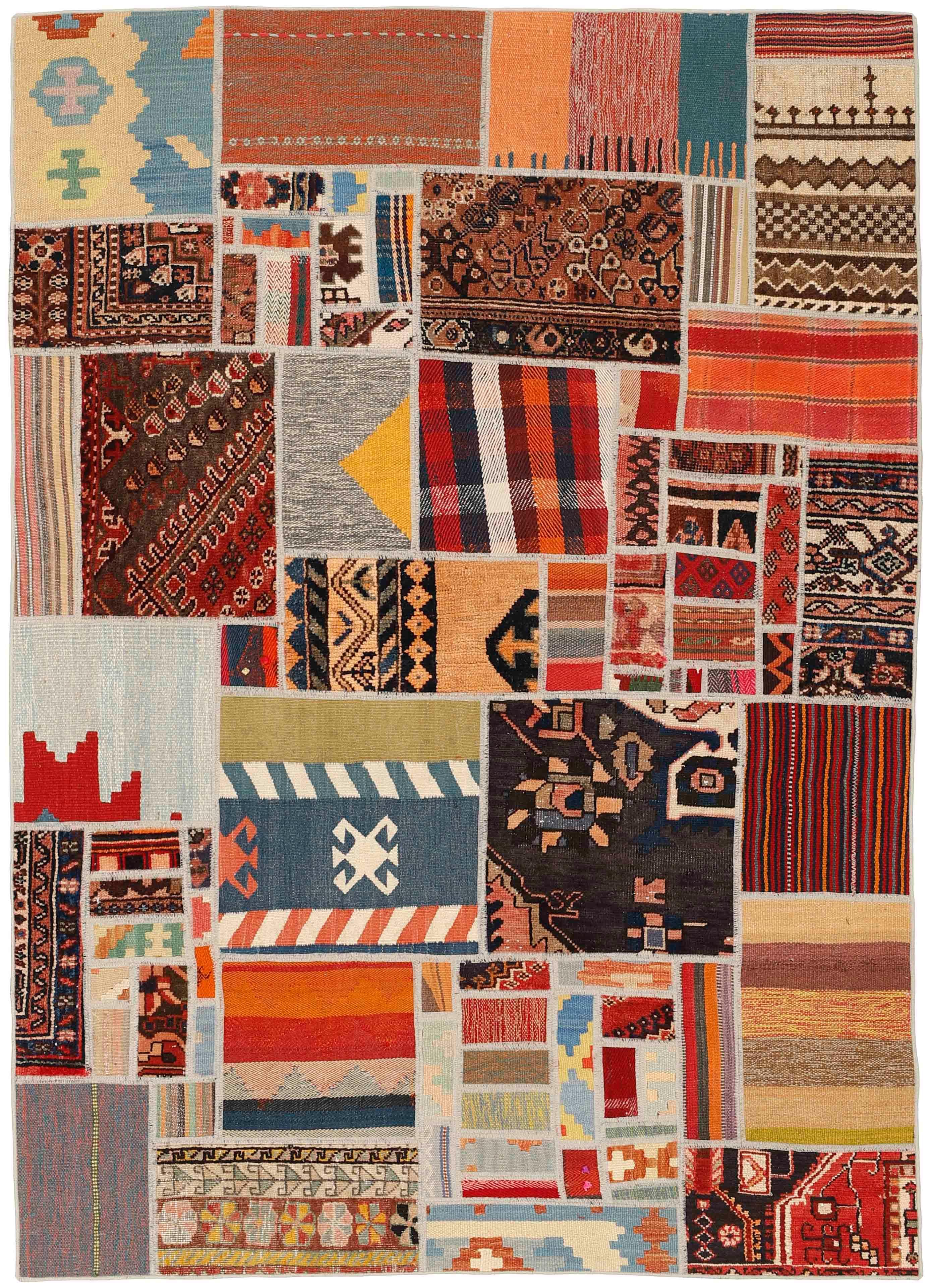 Authentic multicolour patchwork persian rug