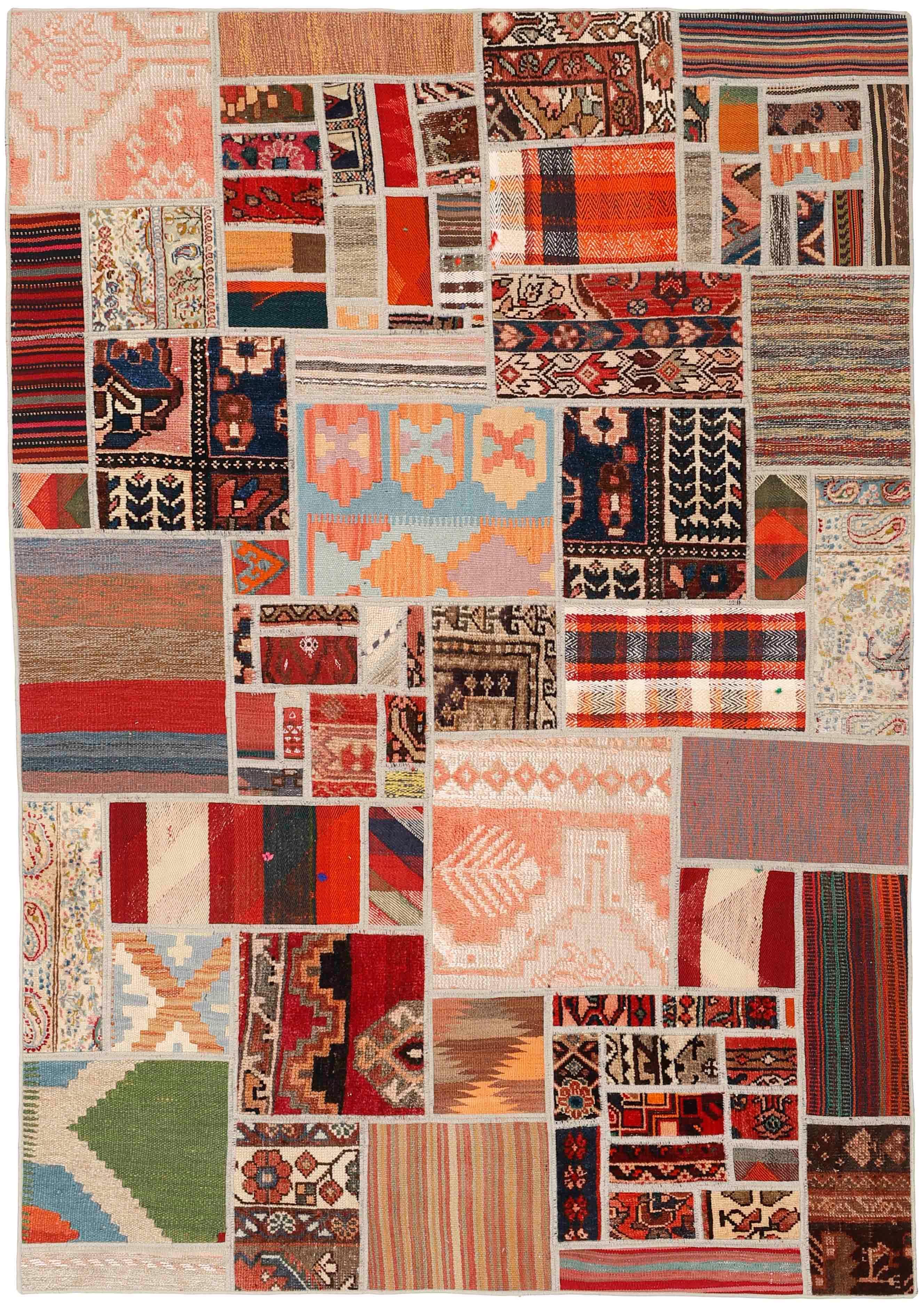 Authentic multicolour patchwork persian rug