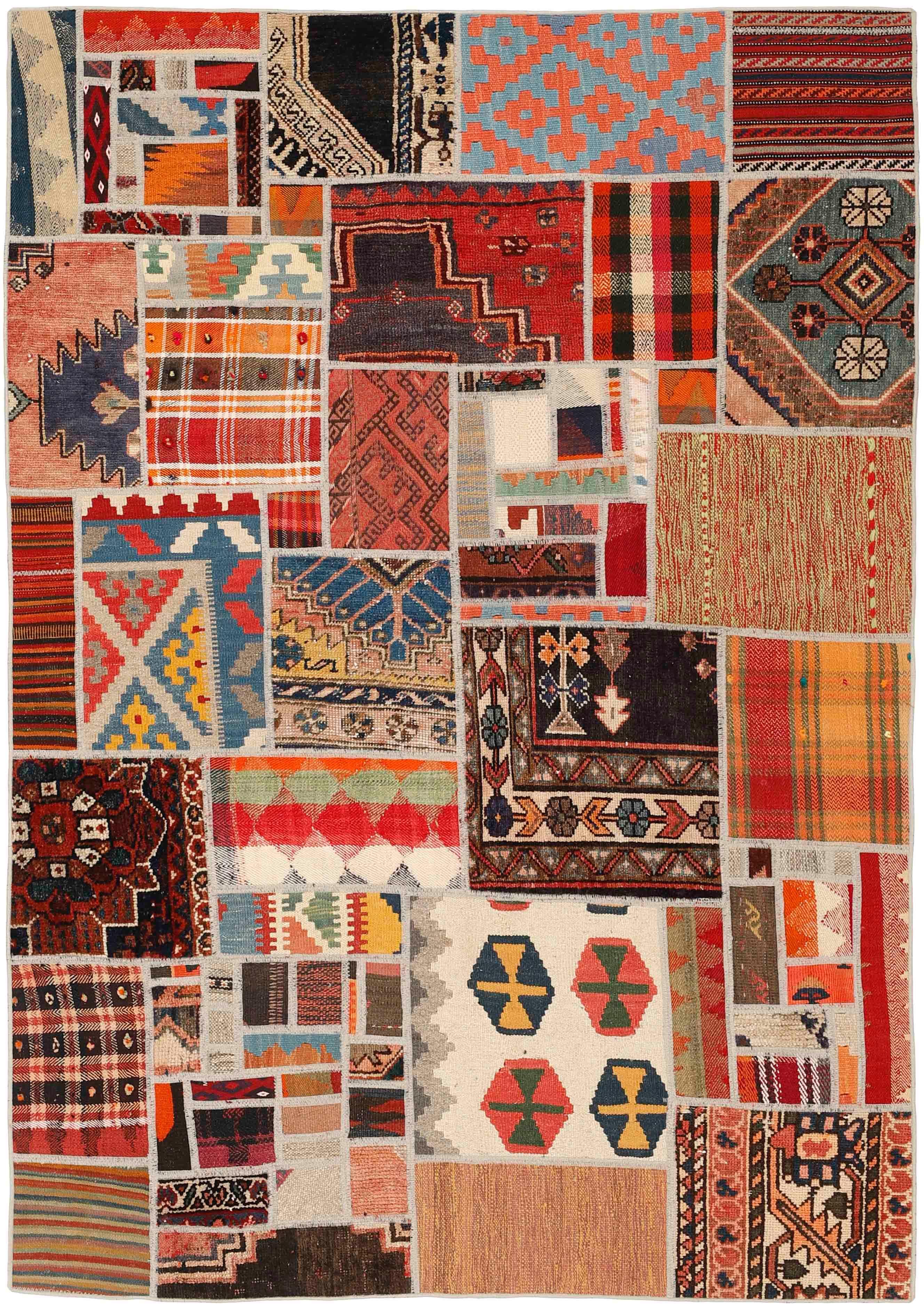 Authentic multicolour patchwork persian rug