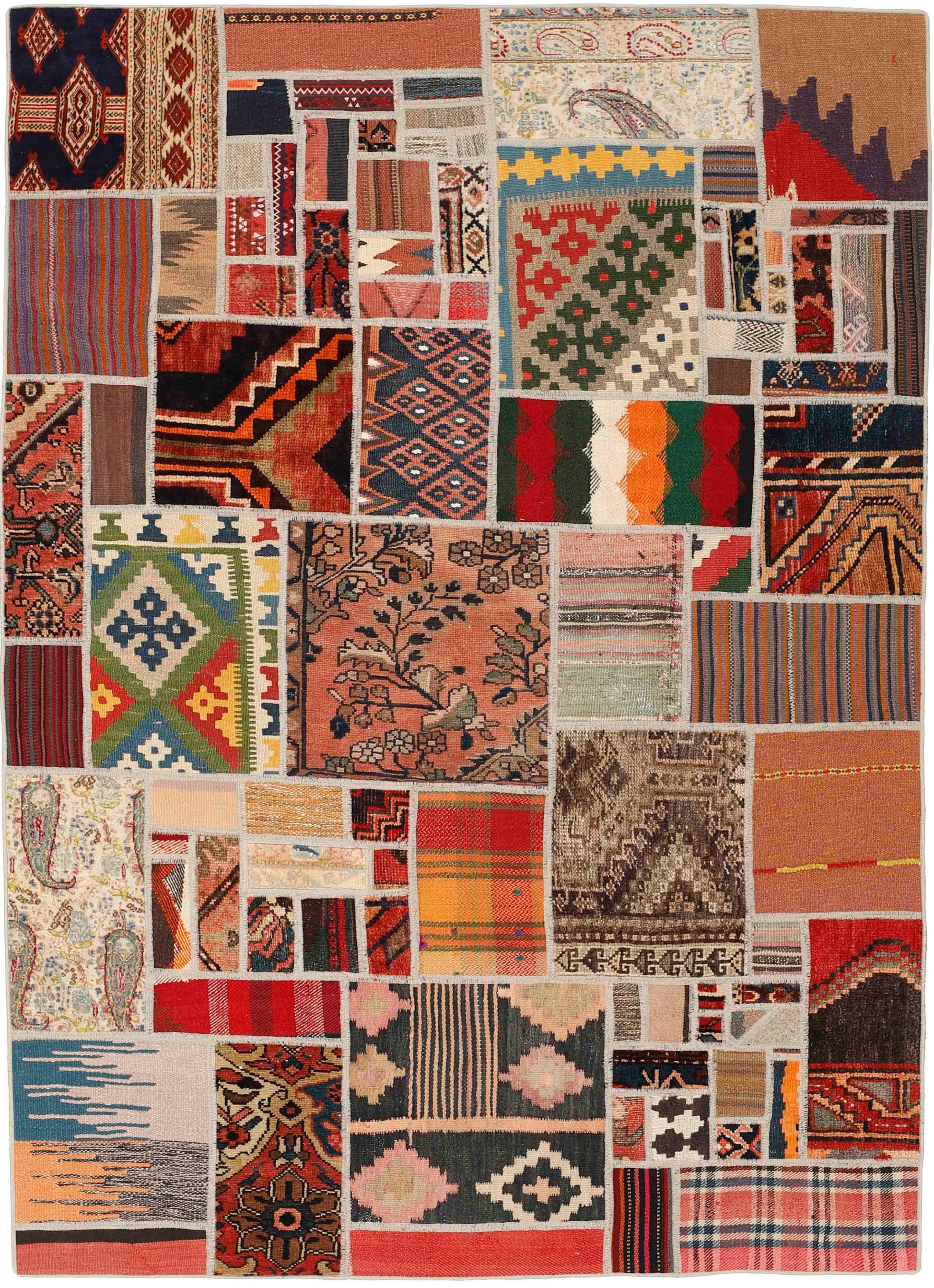 Authentic multicolour patchwork persian rug