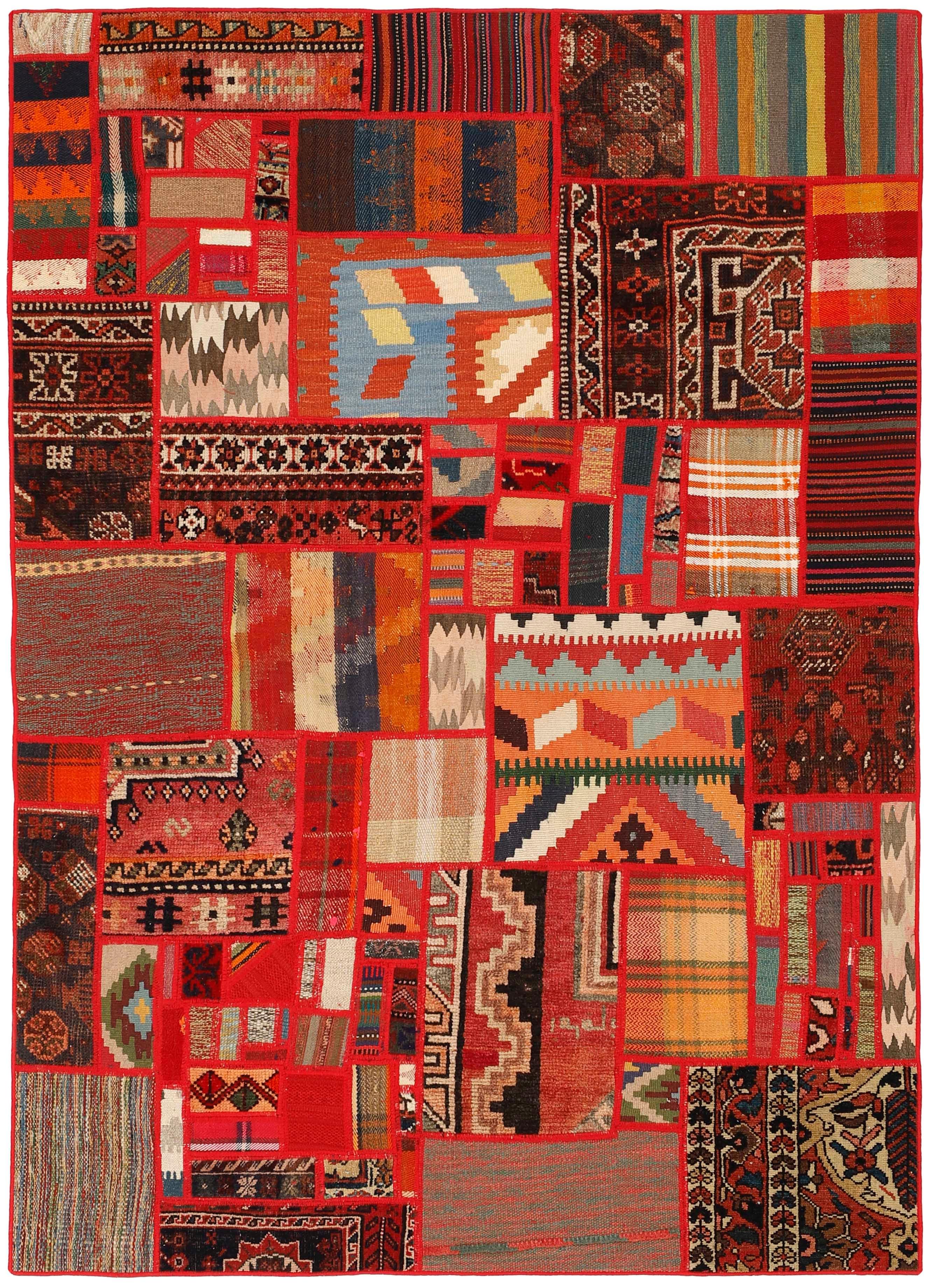 Authentic multicolour patchwork persian rug