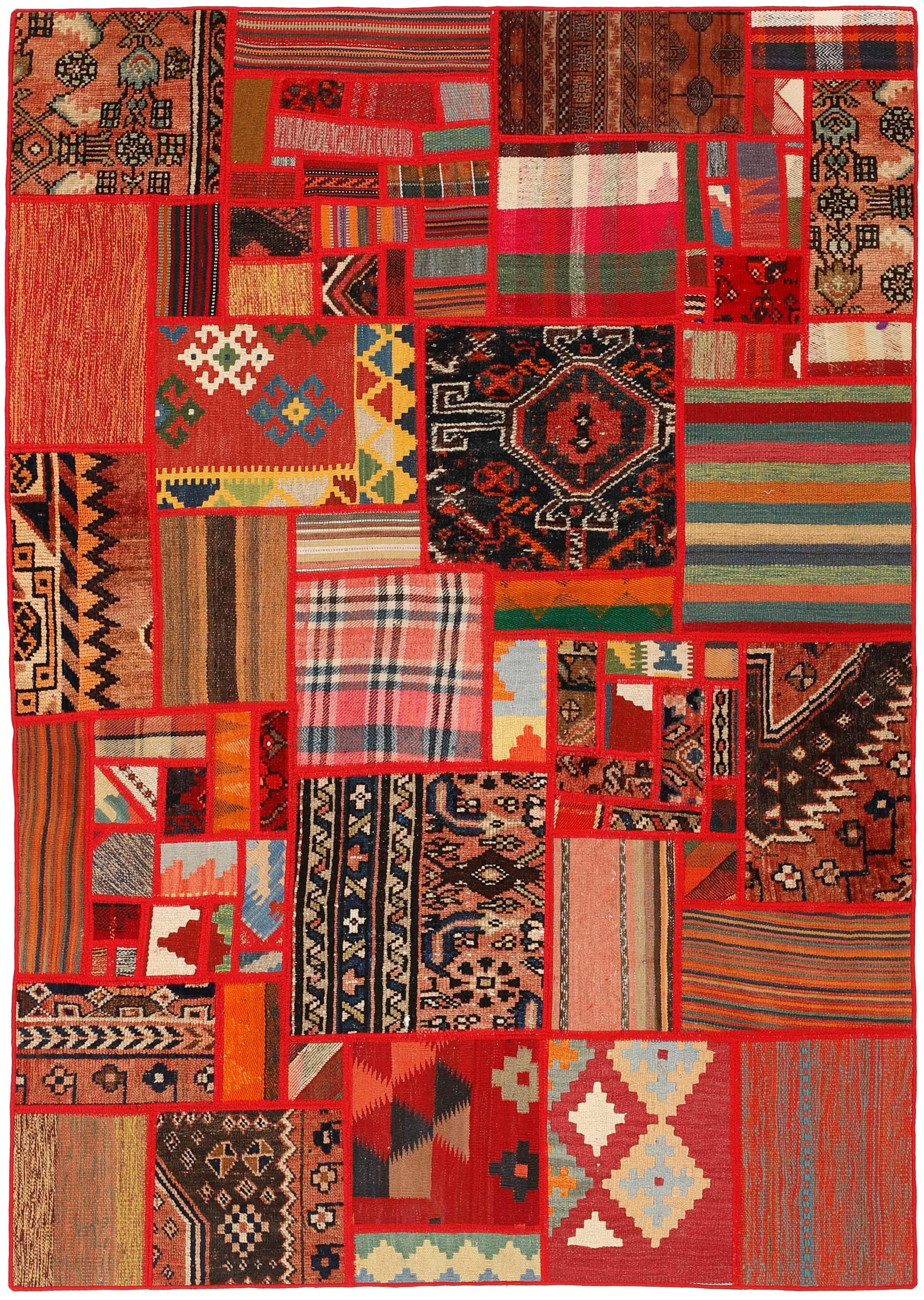 Authentic multicolour patchwork persian rug