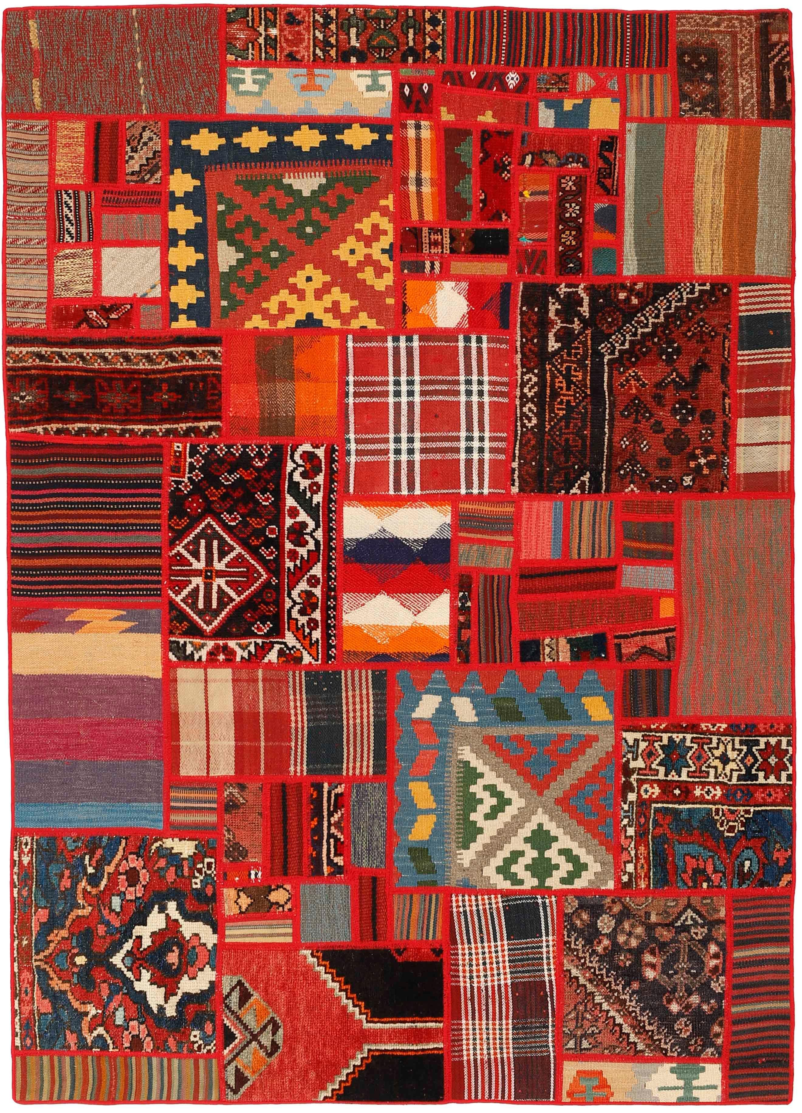 Authentic multicolour patchwork persian rug