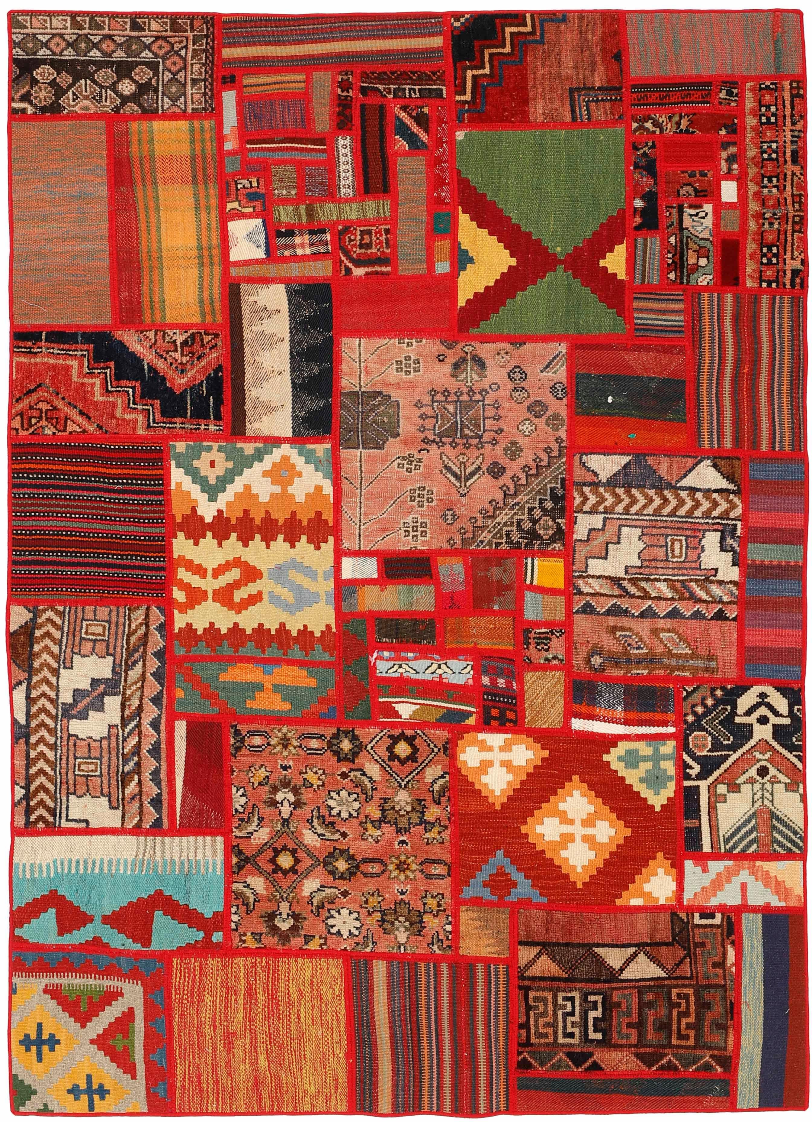 Authentic multicolour patchwork persian rug
