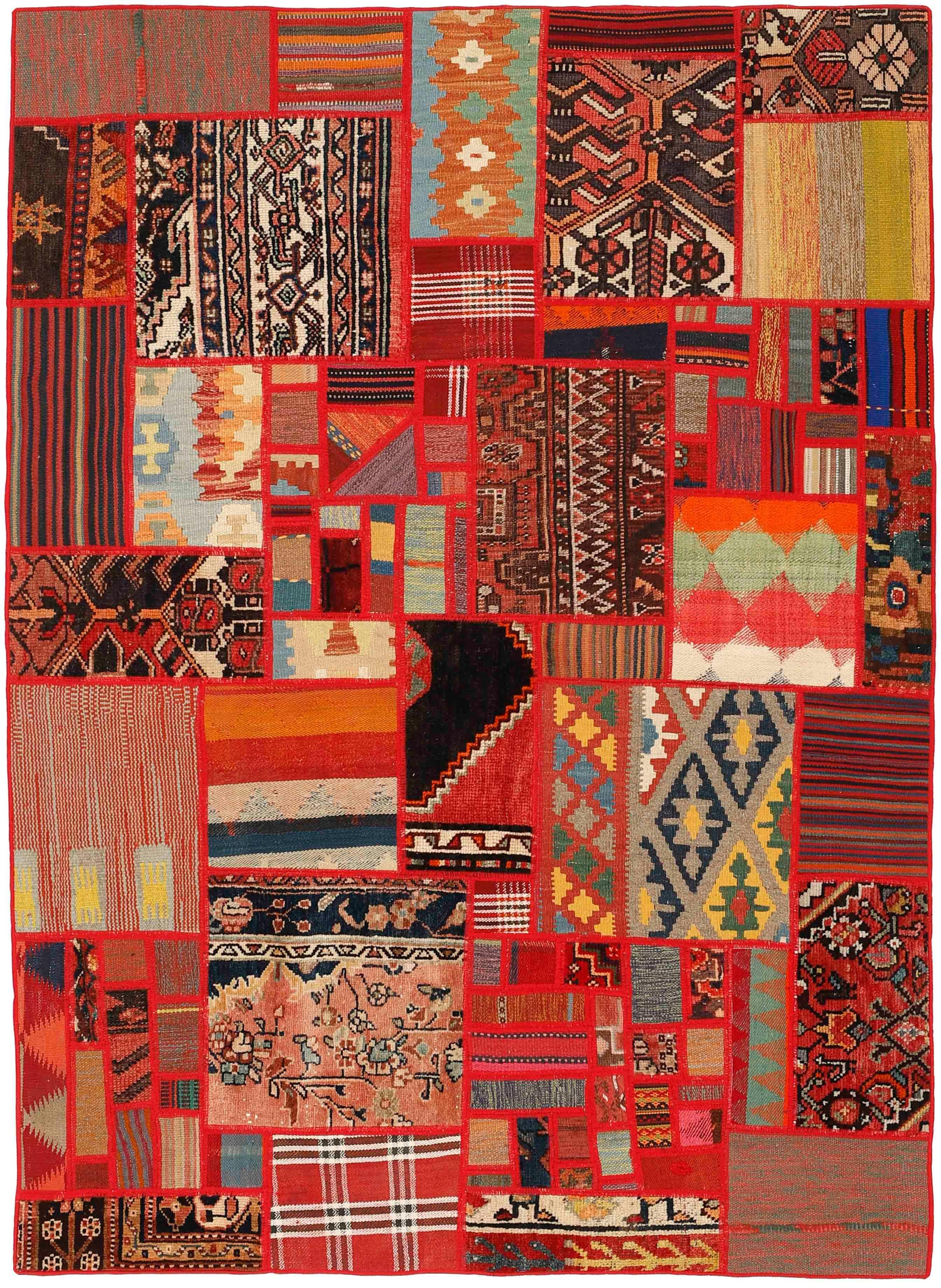 Authentic multicolour patchwork persian rug