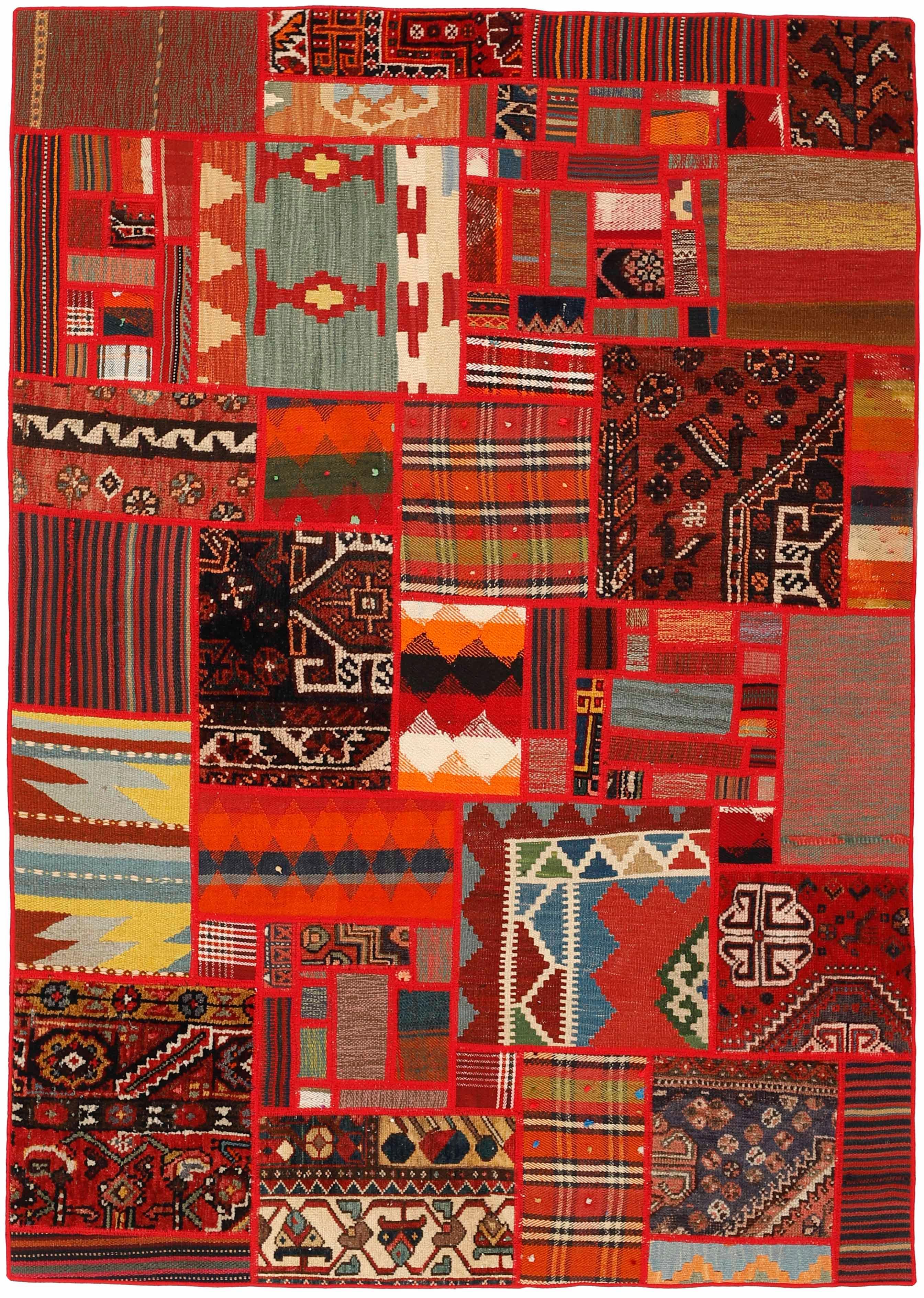 Authentic multicolour patchwork persian rug