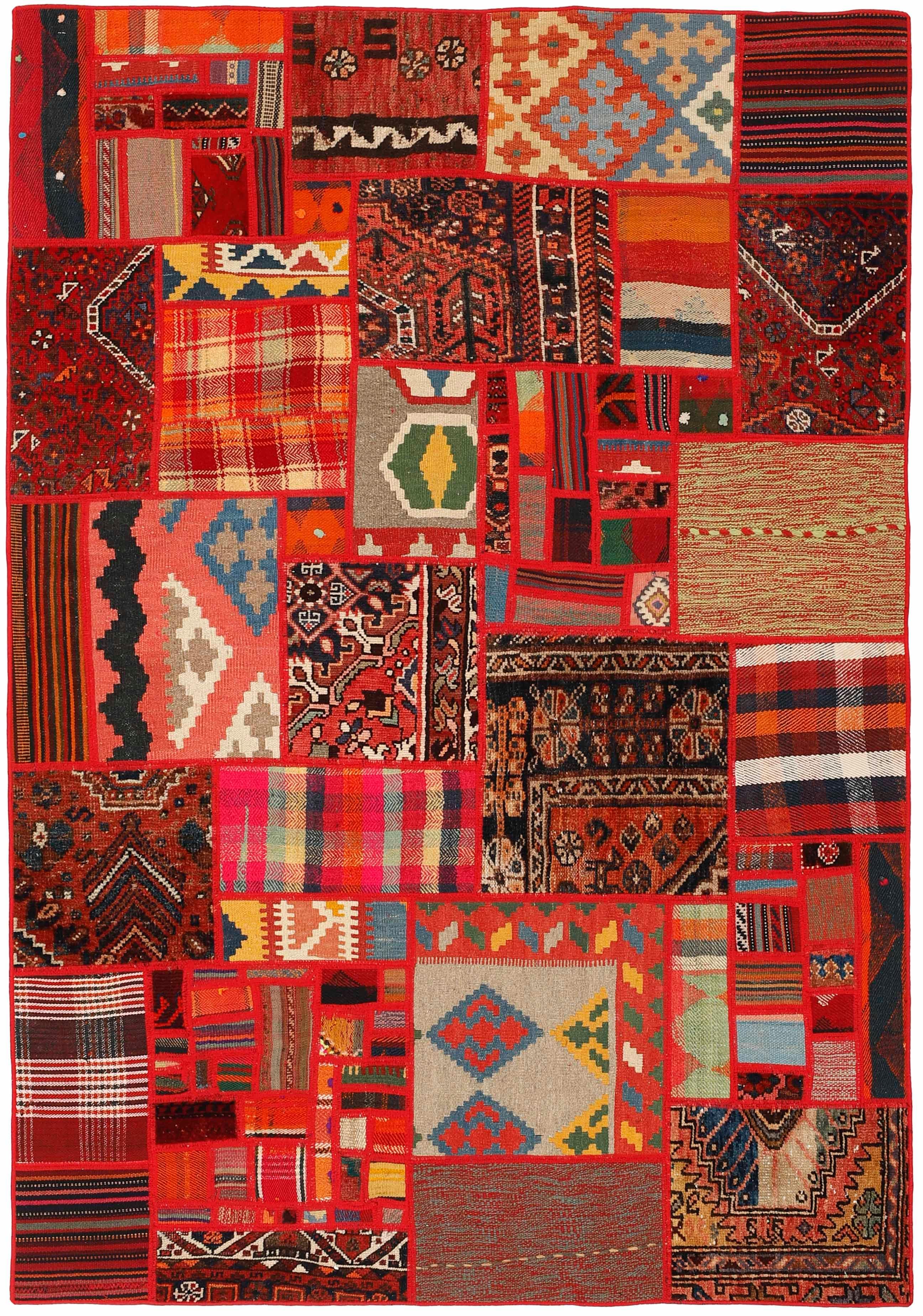 Authentic multicolour patchwork persian rug