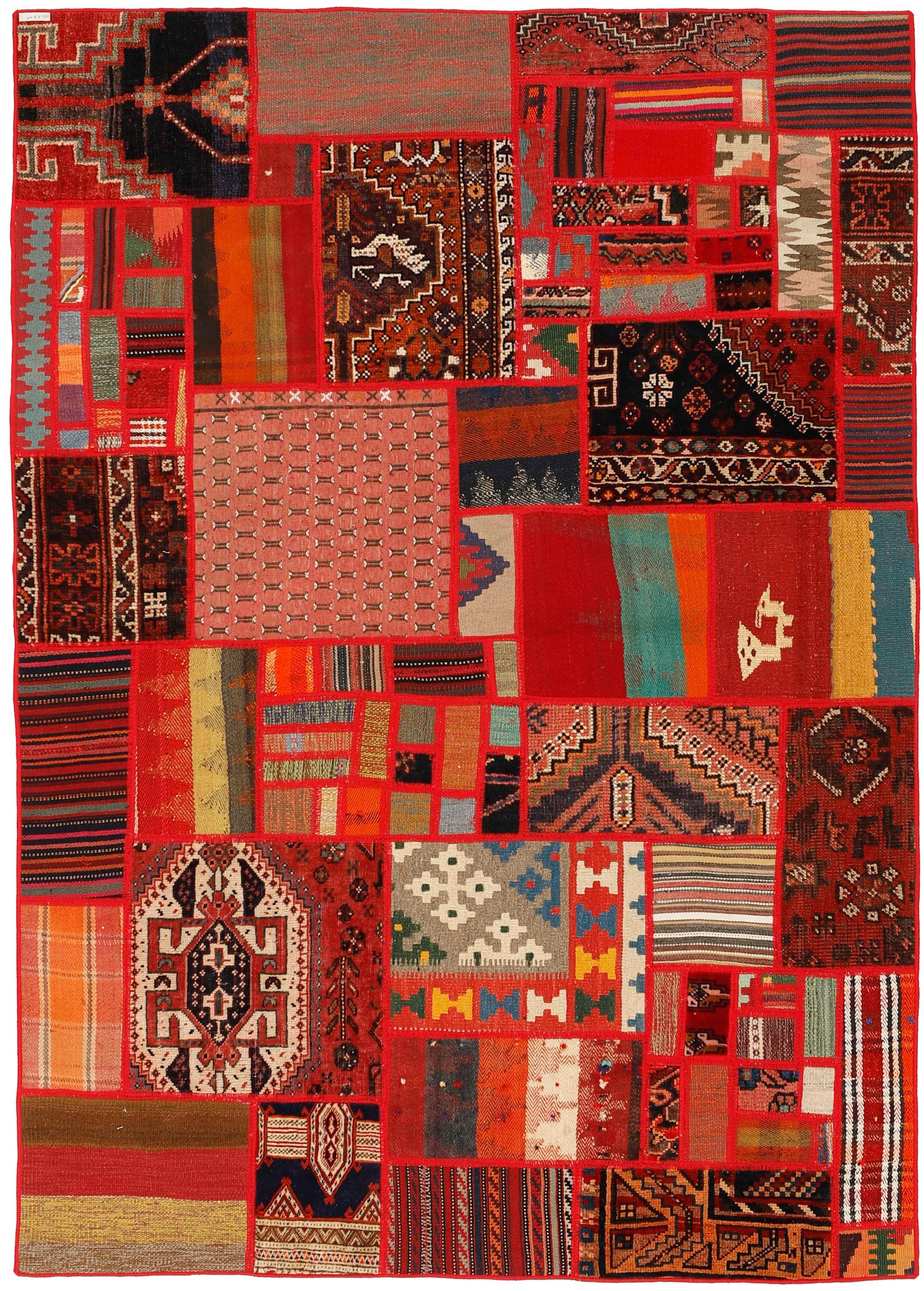 Authentic multicolour patchwork persian rug