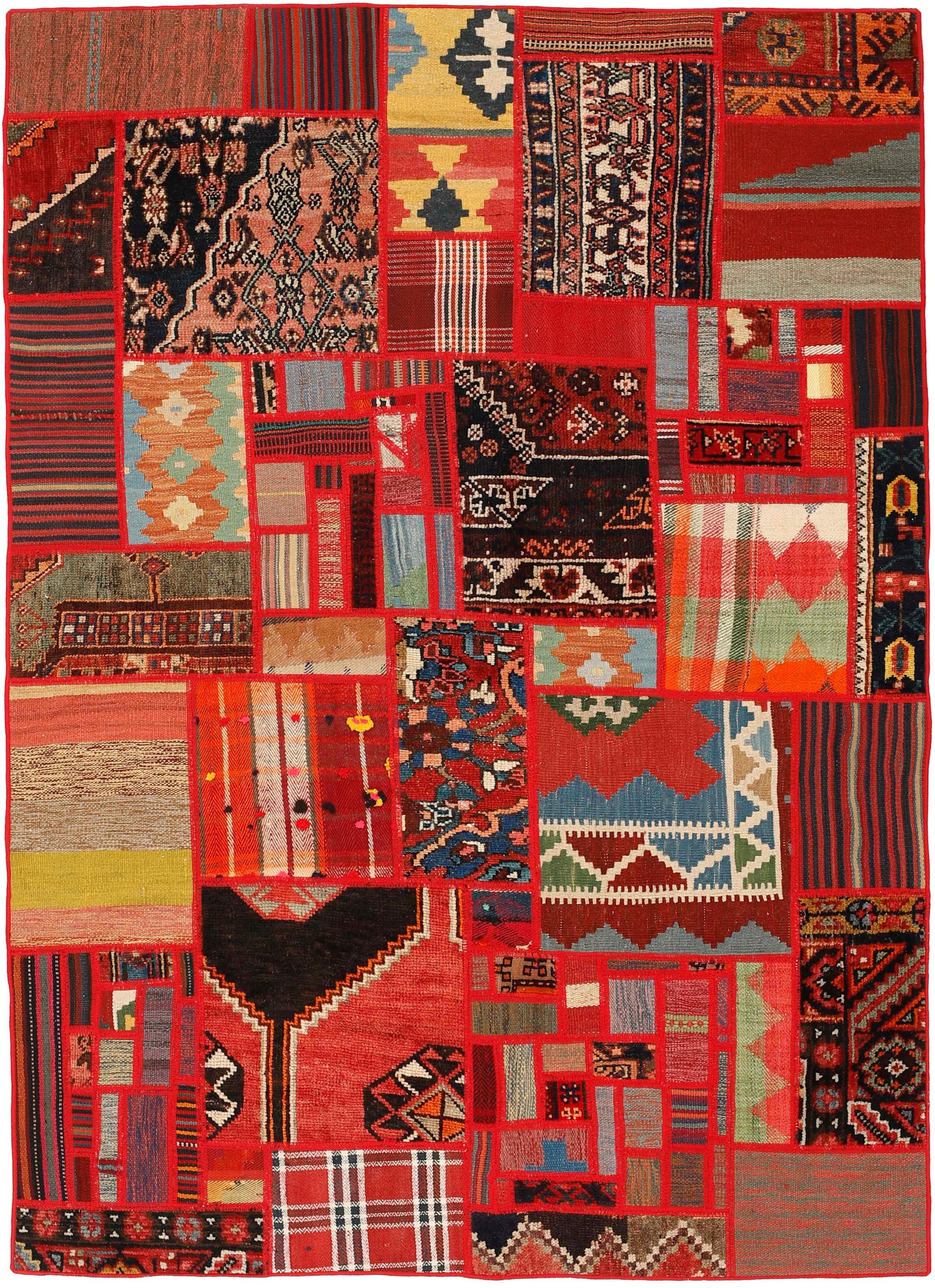 Authentic multicolour patchwork persian rug
